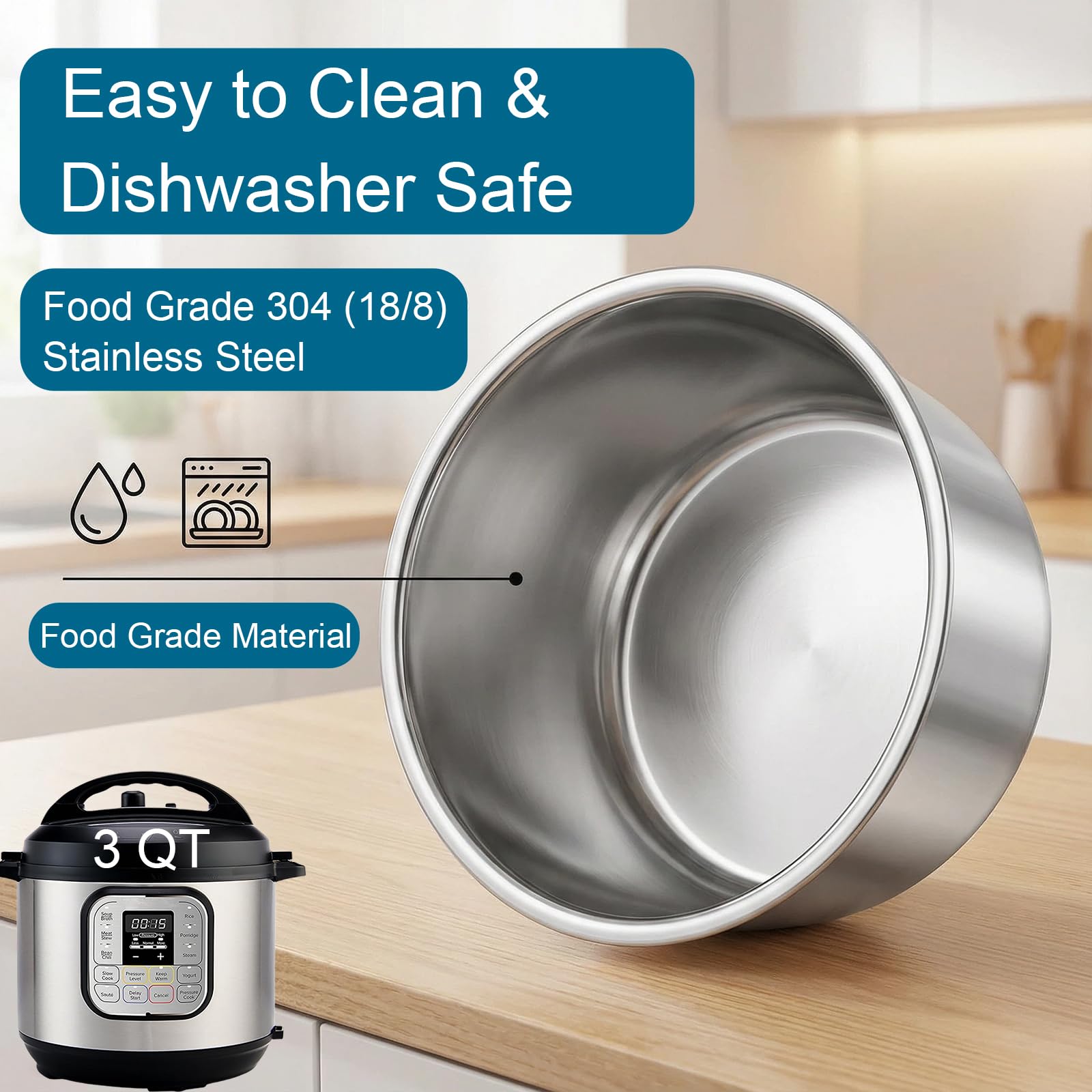 Amazon.com: Stainless Steel Inner Pot for Instant Pot 3-Qt, 304