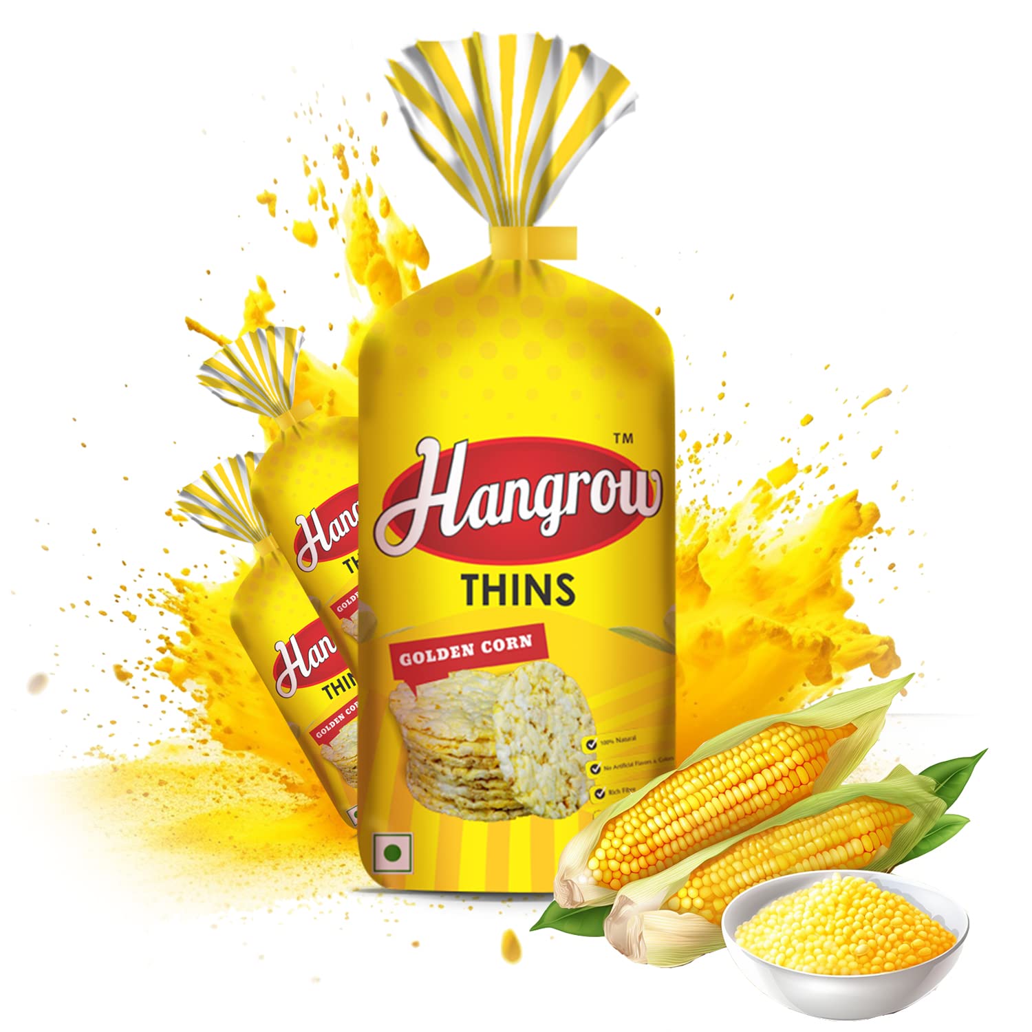 Hangrow Thins Golden Corn (150G) - Gluten Free | Popped Corn | Healthy Snack | Diabetic Friendly | Low Fat | High Fiber | No Artificial Flavors or Colors, and Irresistible Natural Corn Taste! (3+1FREE) (B0C553XZJG) Amazon Price History, Amazon Price Tracker