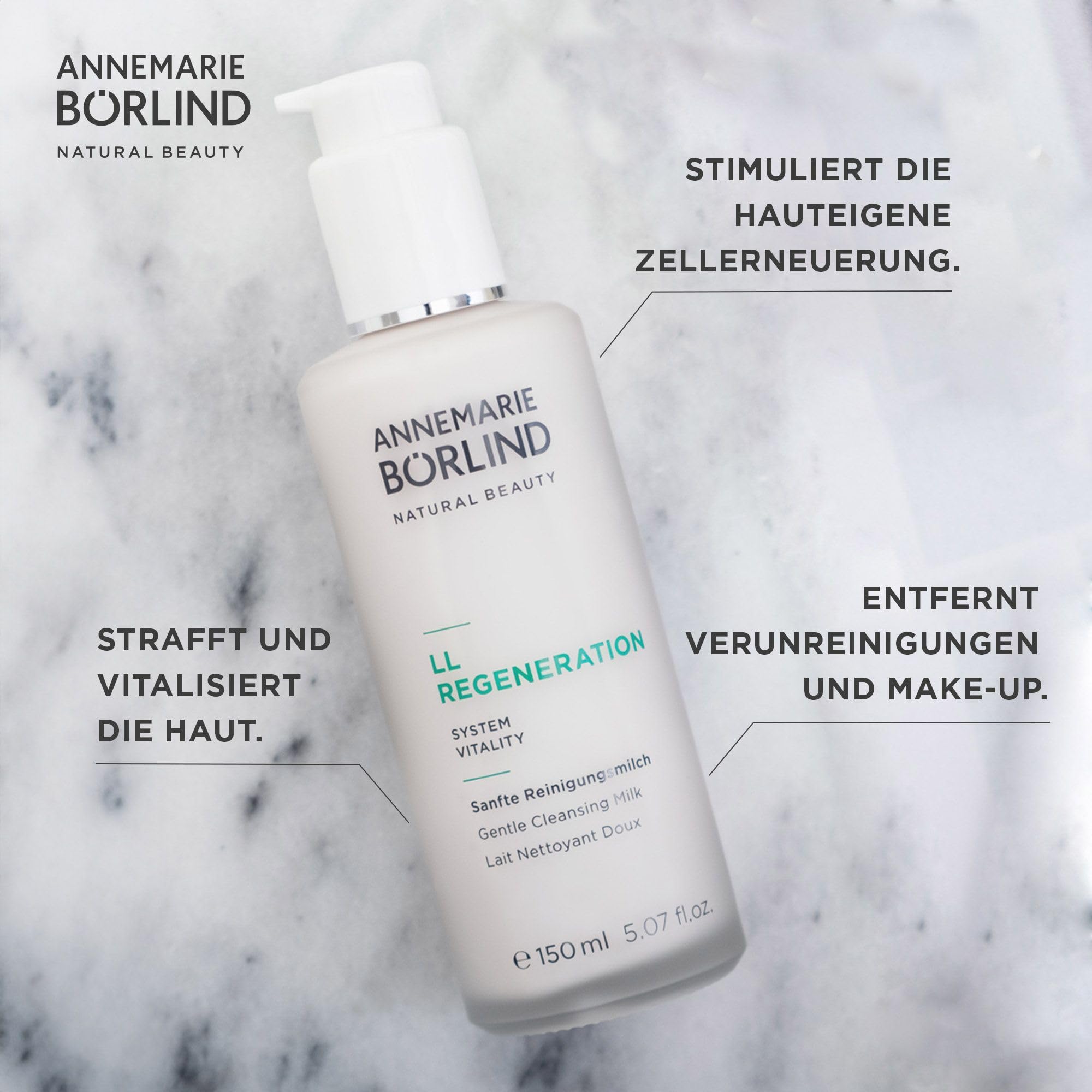 ANNEMARIE BÖRLIND LL REGENERATION Sanfte Reinigungsmilch 150ml Vitale Haut | Sanfte Gesichtsreinigung, Entfernt Make-up & Schmutz, Fördert Zellerneuerung & Straffung, Rückfettend Für Trockene Haut