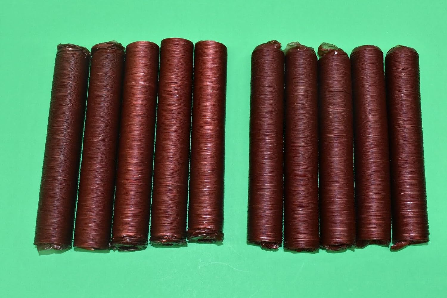 2 PACKS of 17 mm snack stick casings. Edible. 10 strands total. Collagen casings for 42 lbs of snack sticks. Easy to use. No soaking needed. Finished diameter of approx 5/8". Requires slim 3/8" tube