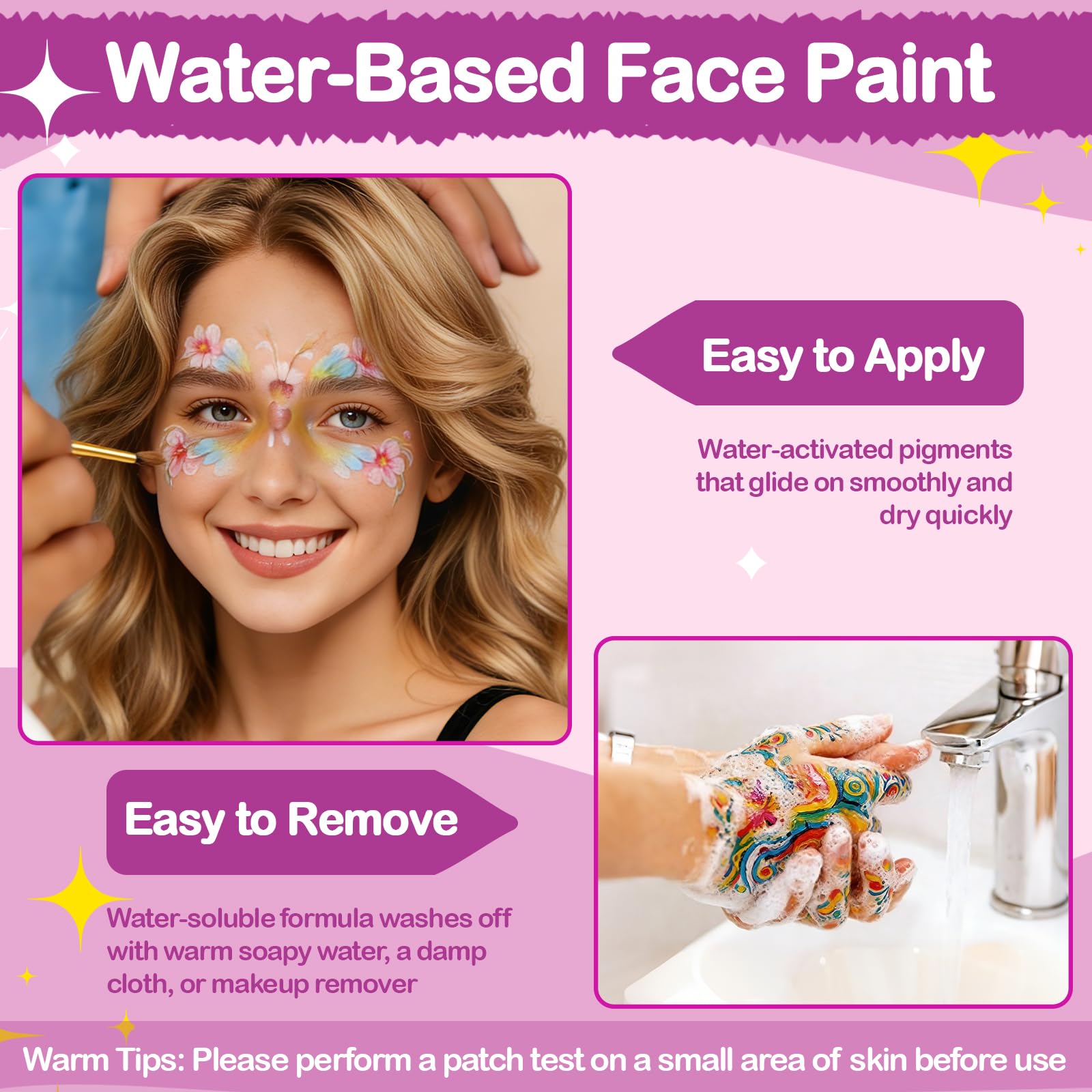 Kit Maquillage Visage et Corps 42 Couleurs, Peinture à l’Eau avec Pinceaux et Accessoires, Body Painting pour Cosplay, Théâtre, Carnaval, Halloween, +14 ans