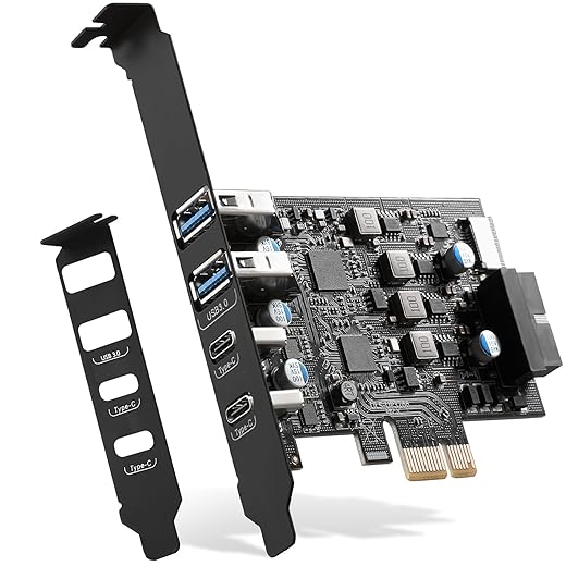 USB PCIe Card PCI Express to 6 Ports USB Expansion Card (2X Type A - 2X USB C) with External 20pin Type-E Header (to Type-c Front Panel)/ 19pin Adapter Low Profile Bracket with Windows and Linux