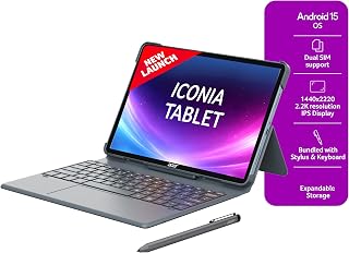 Acer Iconia Tab11 with Stylus & Keyboard | 11.45" | 2.2K IPS Display, 450 Nit | Quad Speakers | 8GB + 128GB (Expandable) | Wi-Fi + (Calling) | Fingerprint Reader| Slim Metal Body| Blue