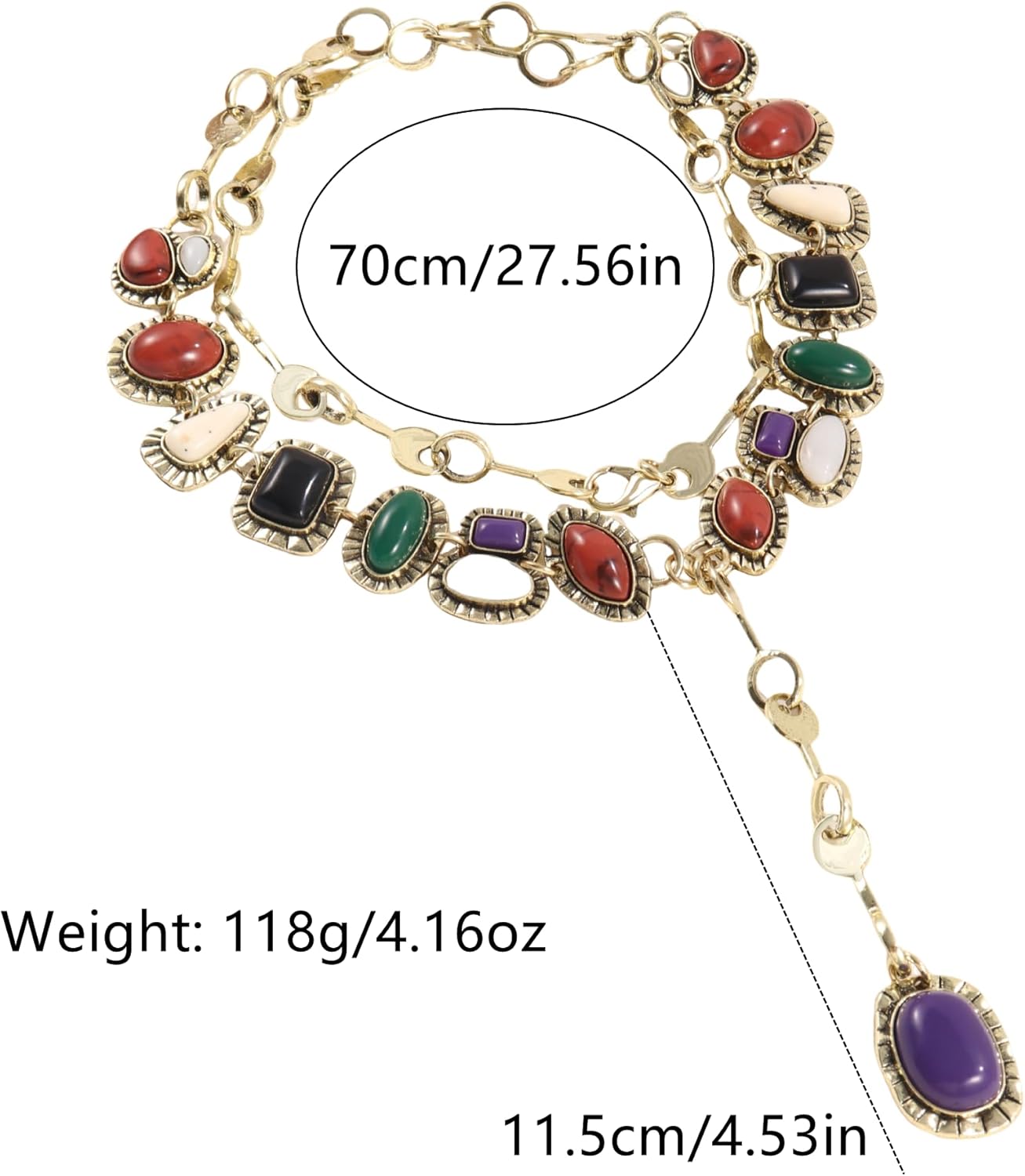 Vintage Bohemia Necklace Golden Charm Gemstone Necklace for Women Long Pendant Jewelry - Image 6
