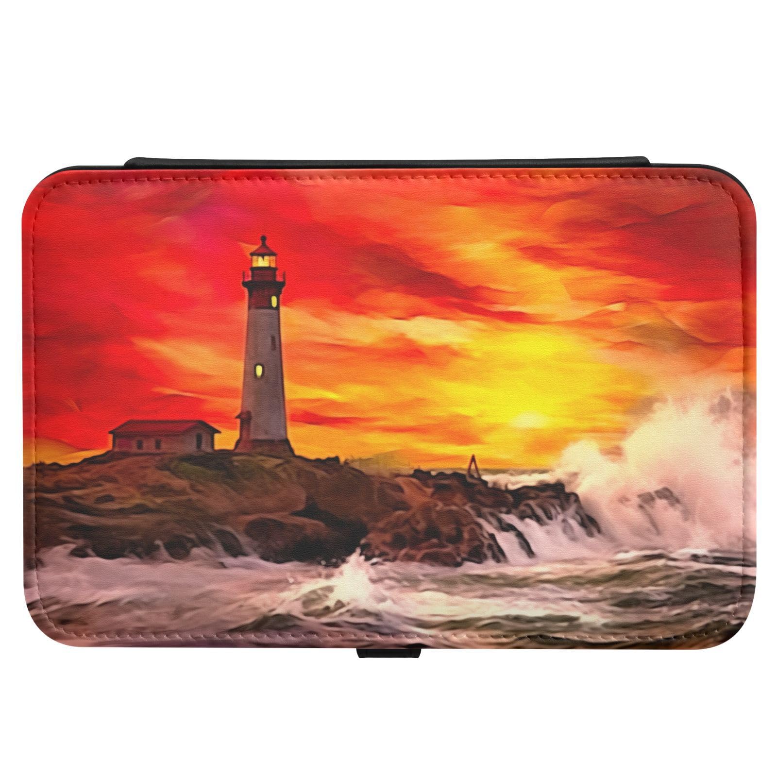 Haskirky Lighthouse Jewelry Box Portable PU Leather Travel Jewelry Organize for Women Jewelry Storage Display Holder for Ring, Necklace, Earring