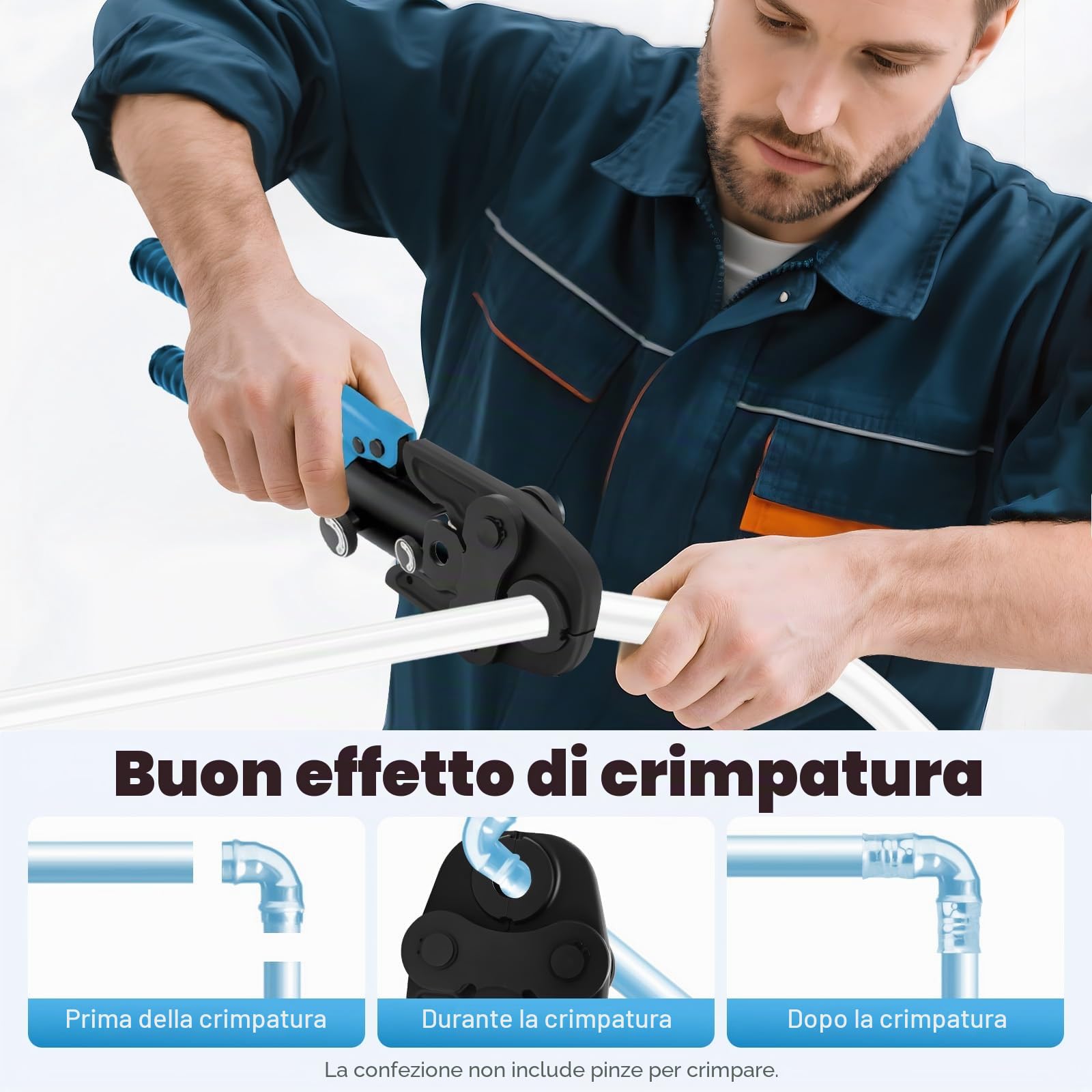 TH16-20-26-32, ganasce a pressatura professionali, ganasce a pressione con 4 TH, testa di serraggio in tubo composito, pinza crimpatrice per tubi compositi di alluminio, plastica PEX, tubi PB