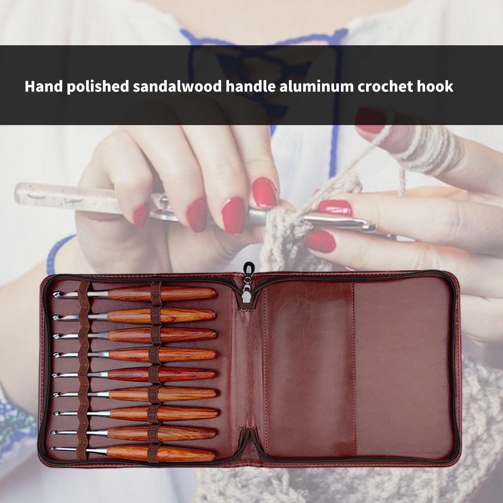 9 szt. ergonomiczny haczyk do szydełkowania drewniany uchwyt szydełko dla początkujących dorosłych dzianinowy sweter szaliki torba skarpetki 3,5 mm - 8,0 mm drewniany uchwyt szydełka igła