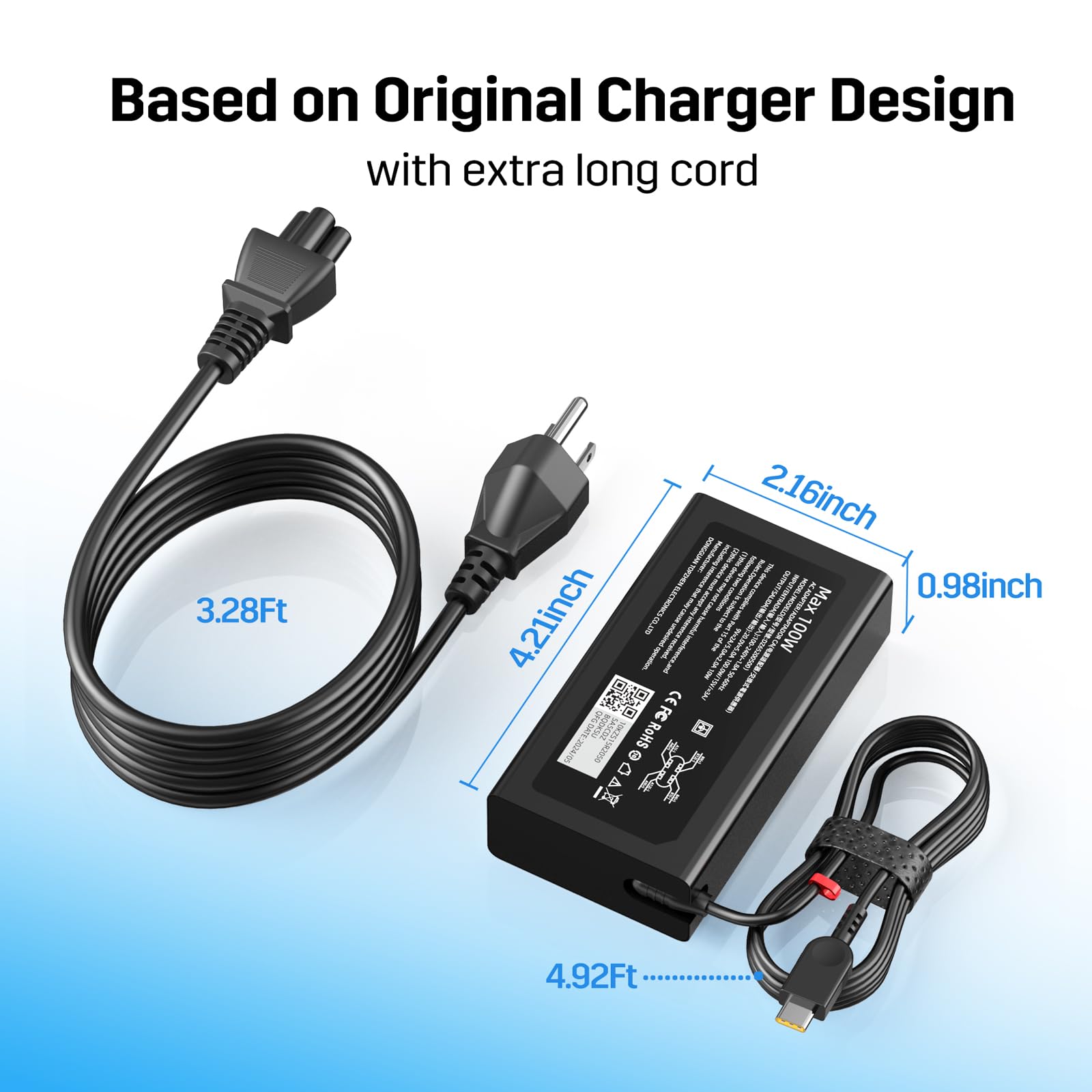 Ładowarka do laptopa 100 W USB C do Lenovo Yoga 9i 9 7i 7, Yoga Slim 7 Pro, ThinkBook 16 15, IdeaPad 5 Pro 16, ADL100YLC3A, ADL100YDC3A, SA11D52396, GX21J75543, 5A11J62105 zasilacz typu C Sznurek