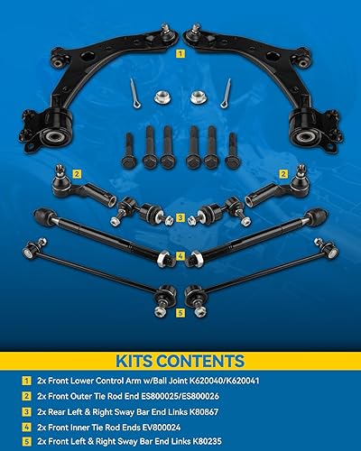 Miniatura 2 de PHILTOP Juego de brazos de control inferiores delanteros de repuesto para M-a-z-d-a 3 2004-2009, 5 2006-2010, 5 2012-2014, K620040 K620041 K80235
