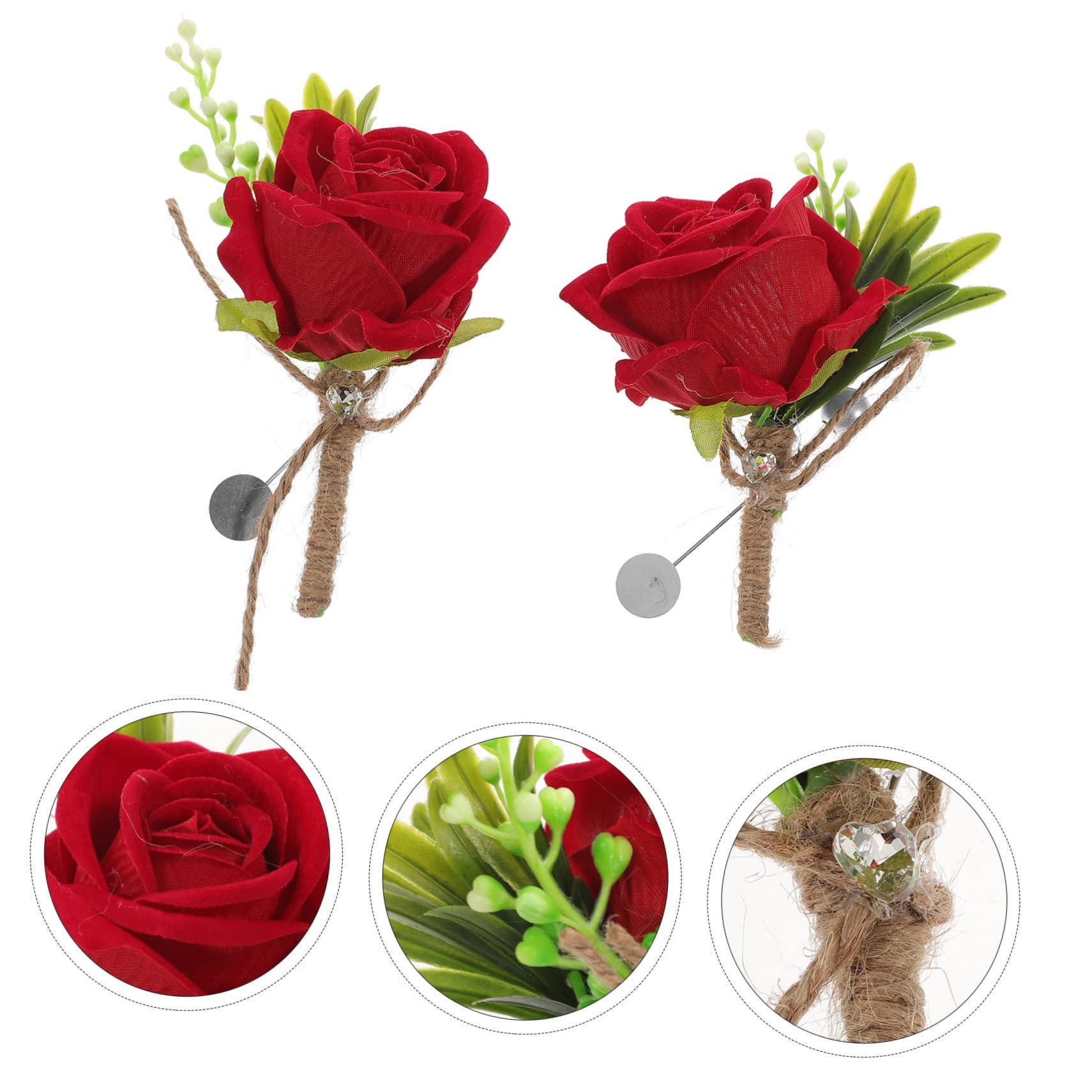 Abaodam 5 Set Di Fiori Artificiali Boutonniere Set Per Festa Di Nozze Simulazione Rose Corsages Spilla Sposo E Damigella Accessori 2 Pz * 5
