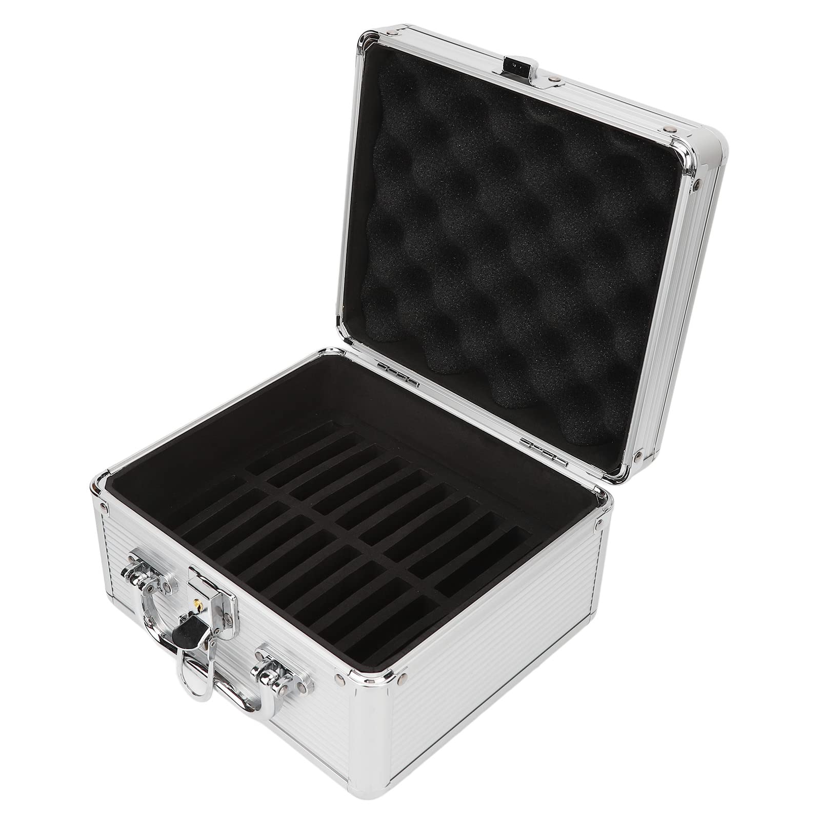 Caja de Almacenamiento de Disco Duro 20 Bahías con Cerradura Seguridad 2 Llaves Estuche a Prueba Golpes Aleación Aluminio para Discos Duros 2,5 Pulgadas, ABS, Plateado para Seguridad