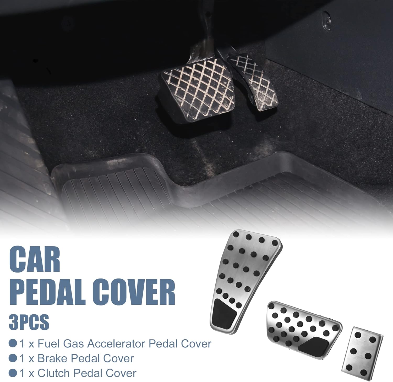 X AUTOHAUX 3pcs Brake Pedal Pad Gas Accelerator Pedal Cover Clutch Pedal Cover for Dodge for Ram 2011-2018 - Image 2