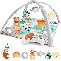 The Peanutshell Safari Baby Play Gym & 7-in-1 Tummy Time Play Mat with Hanging Toys for Newborns 0-12 Months
