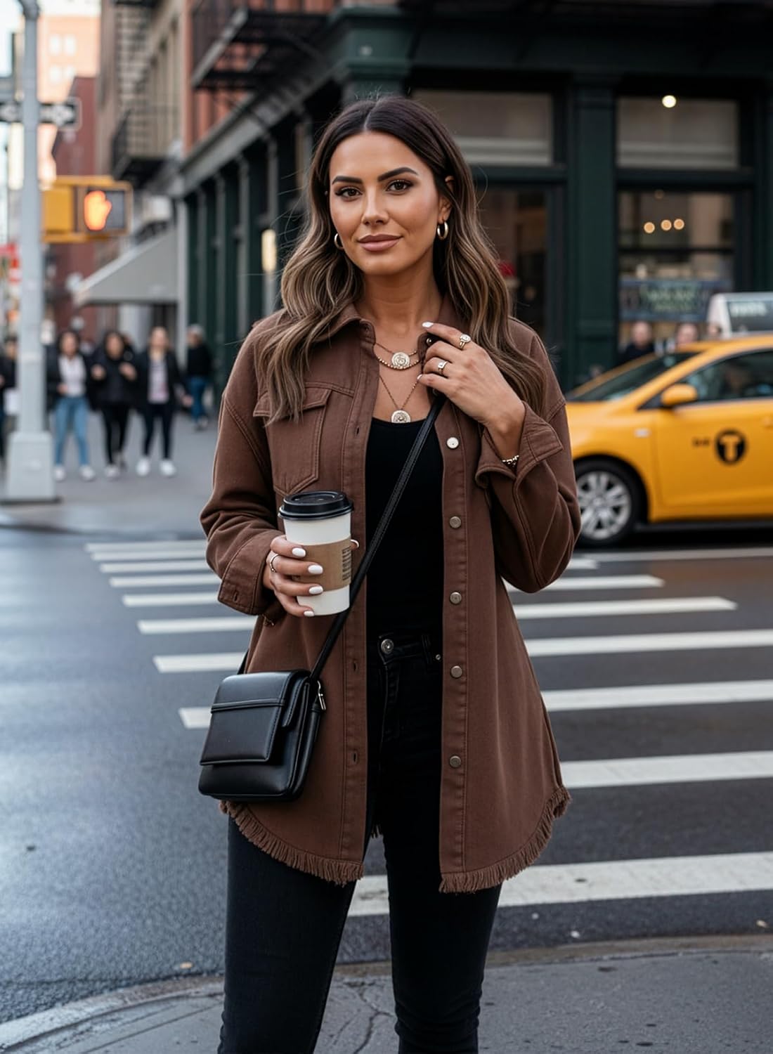 Dokotoo Women’s Oversized Denim Jacket Casual Long Sleeve Denim Shirts Distresse Jean Jacket Fall Outfits 2025