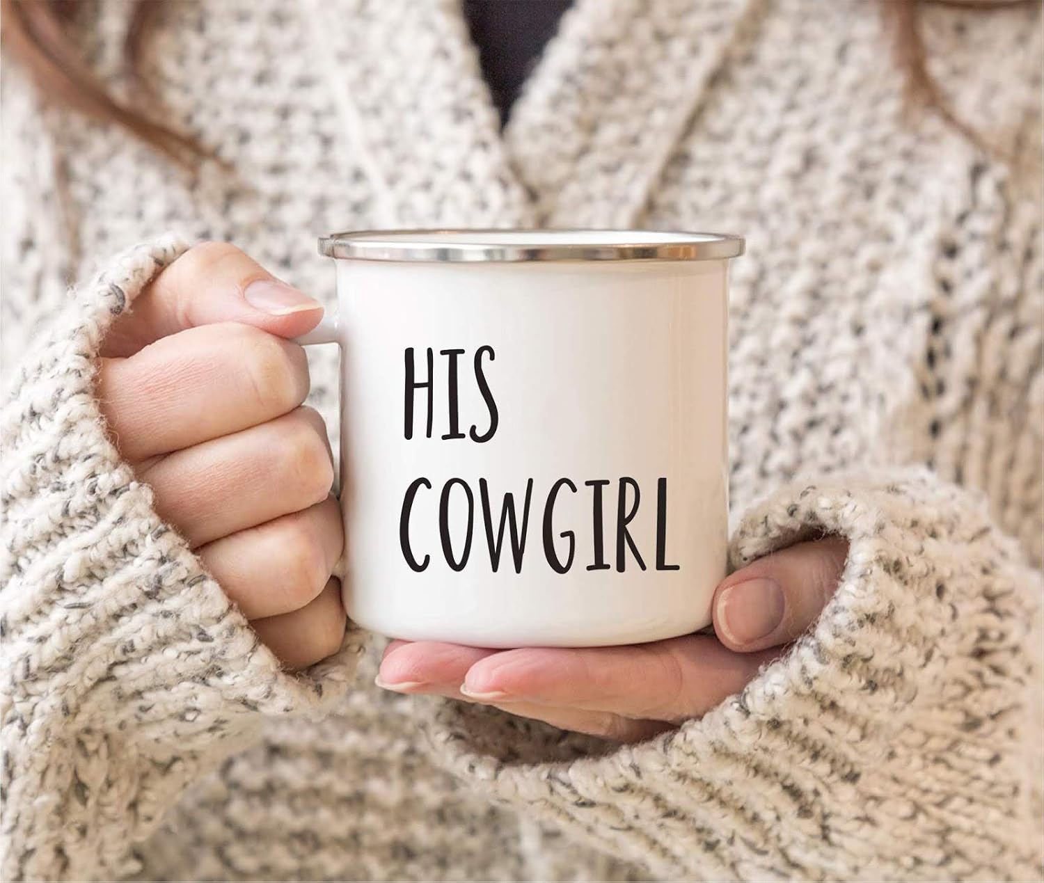 Andaz Press Stainless Steel Campfire Coffee Mugs Gift Set, His Cowgirl, Her Cowboy, 2-Pack, Metal Enamel Campfire Camp Cup, Includes Gift Box