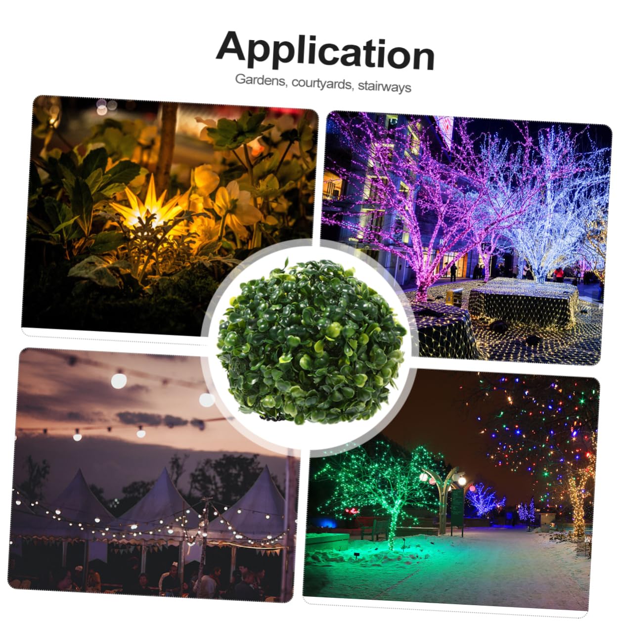 KONTONTY 1pc Lantern Solar Lamps Outdoor Hanging Solar Lights Decorative Light Topiary Plant Faux Boxwood Leaves Topiary Ball Light Solar Hanging Light Faux Plants Chandelier Abs Artificial