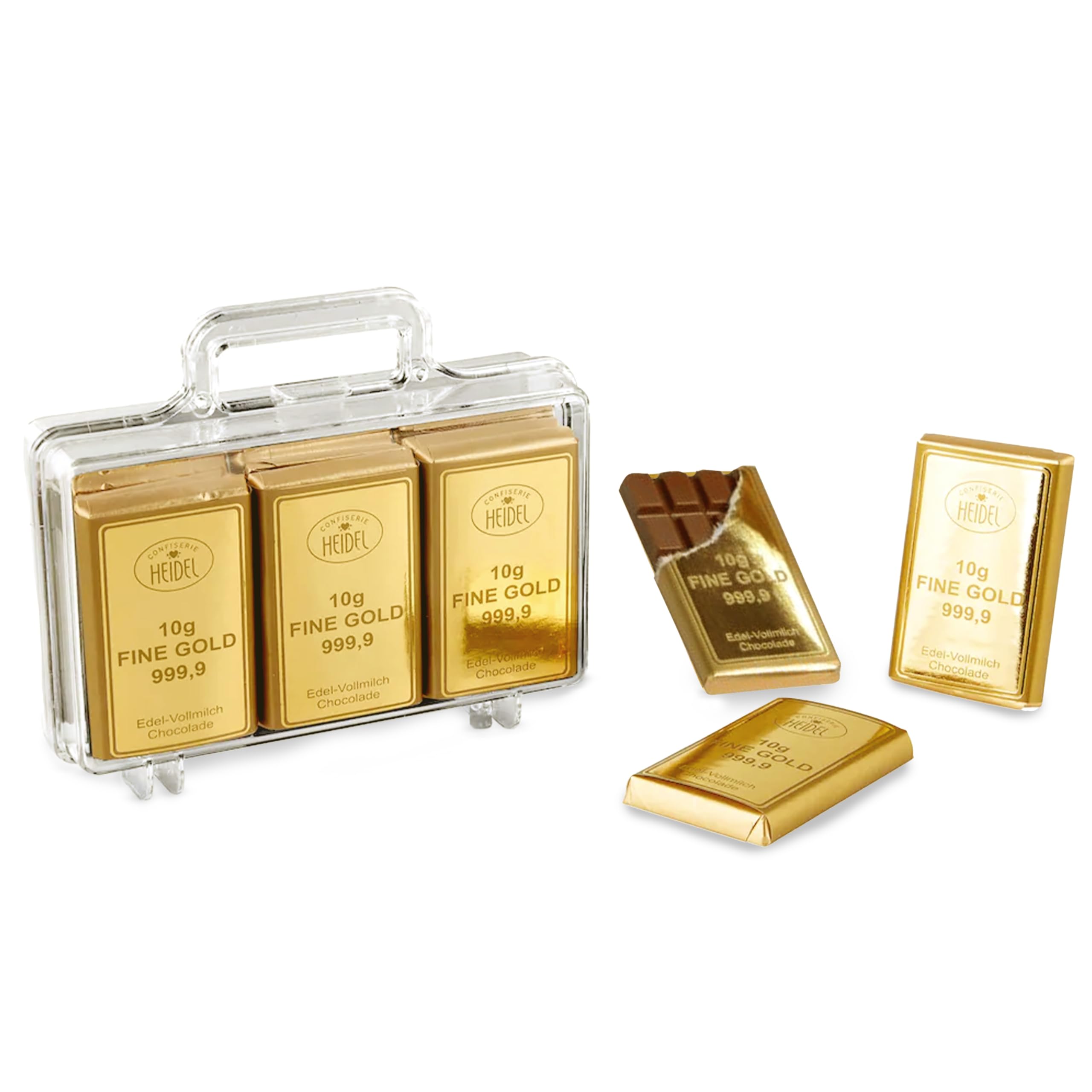 Confiserie Heidel Grande mallette Gold Lait entier noble, 1 paquet (1 x 120 g)