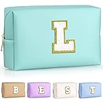 TOPEAST Personalized Birthday Gifts for Women, Preppy Patch Makeup Bag, Chenille Letter Pouch Cosmetic Bag, Travel Organizer, Birthday Gifts for Friends, Cute Stuff (Blue L)