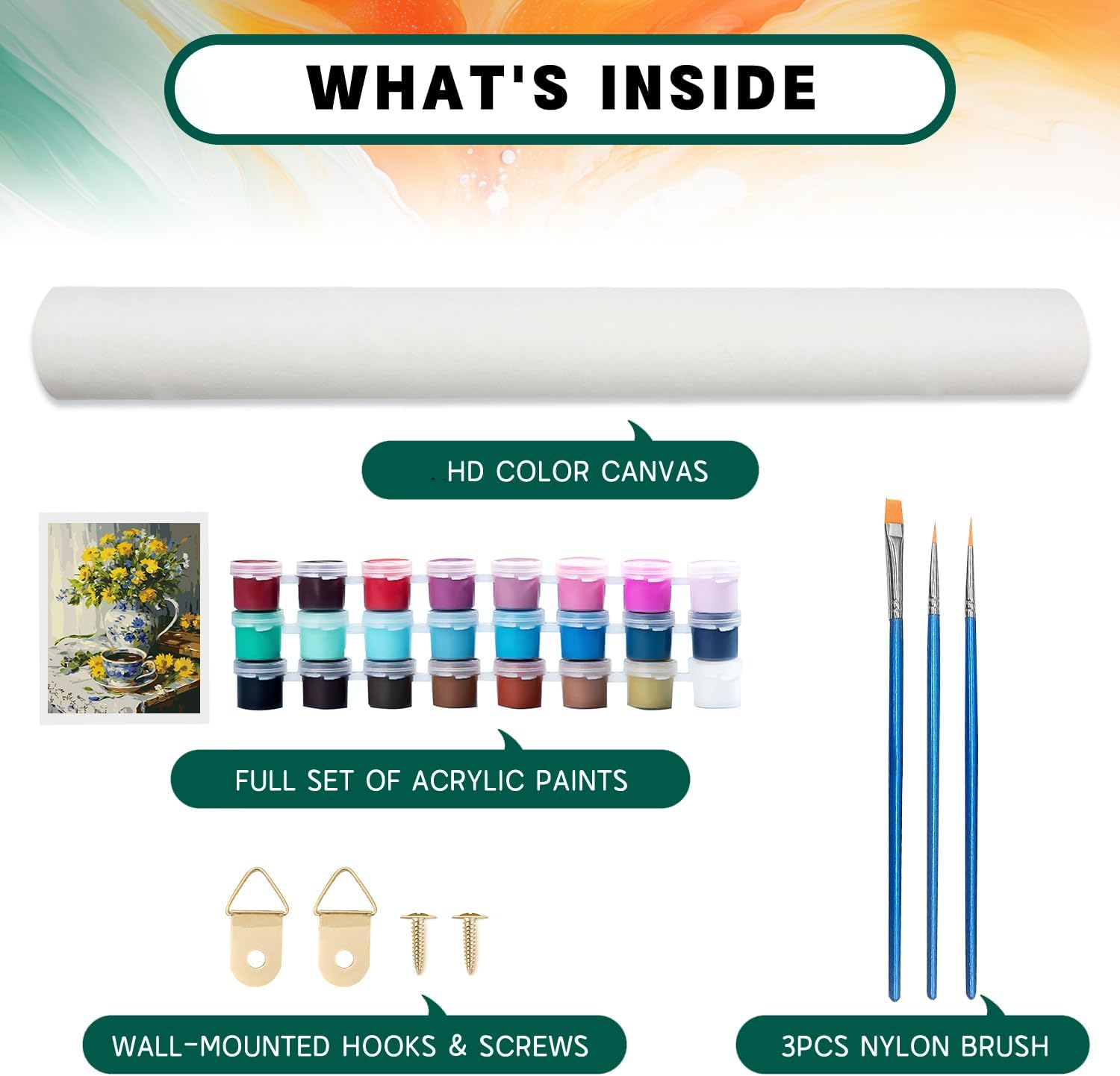 Possoco Paint by Numbers Kit for Adults Beginner, Vintage Flowers Vase Easy Adult Paint by Number Kits on Canvas, DIY Acrylic Watercolor Oil Paint by Number for Adults for Home Decor Gift 16x20 Inch