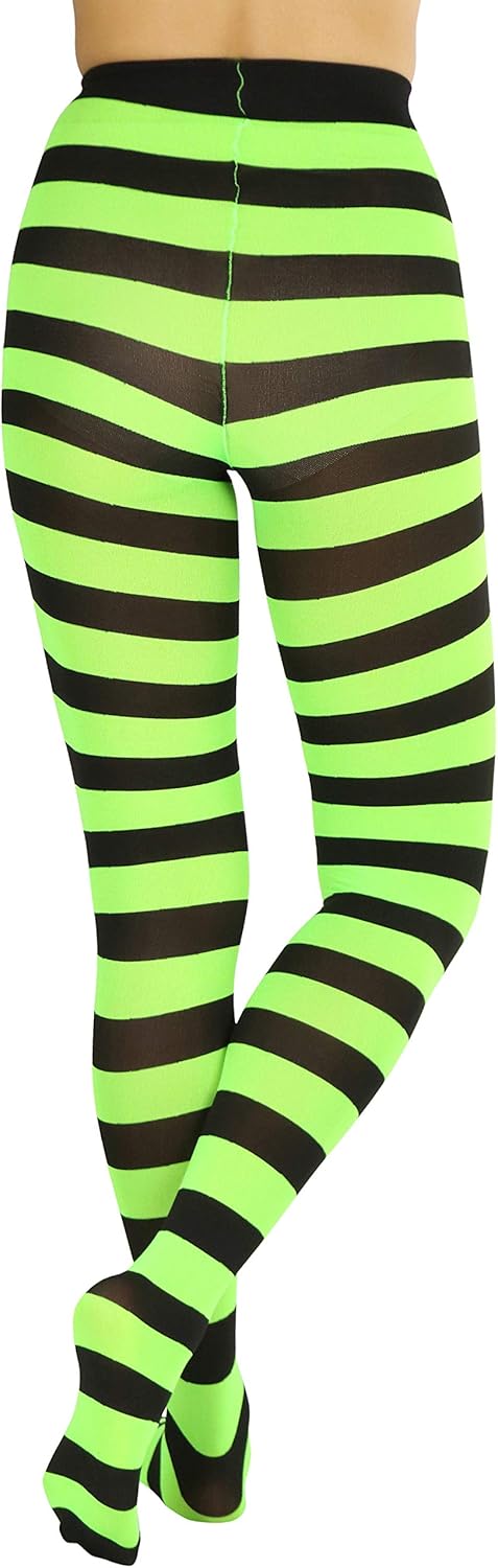 ToBeInStyle Women’s Wide Horizontal Contrast Stripe Tights Opaque Hosiery - Image 2