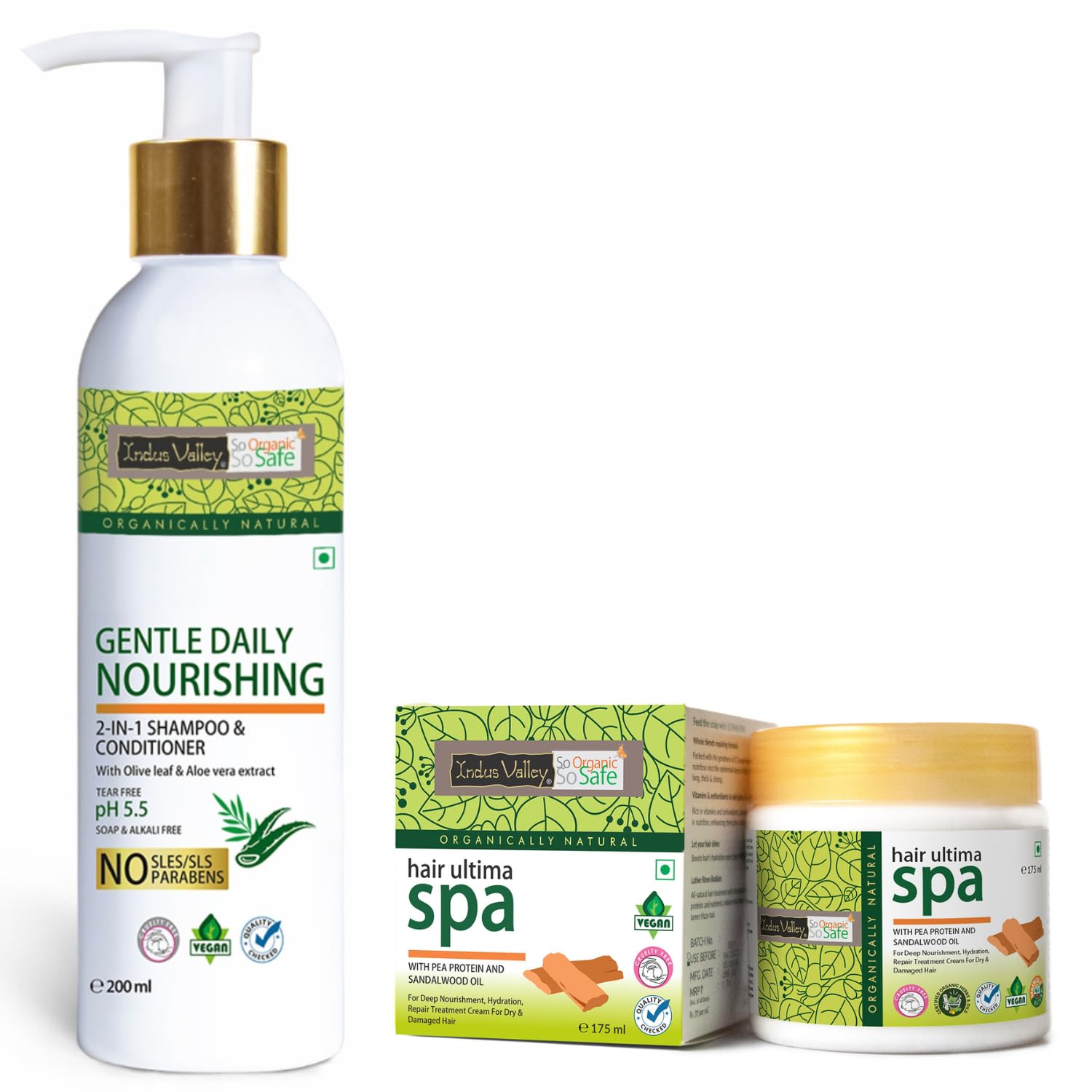 INDUS VALLEY Combo pack of Daily Care Shampoo and Hair Ultima Spa (200ml +175=375ml)-image-39