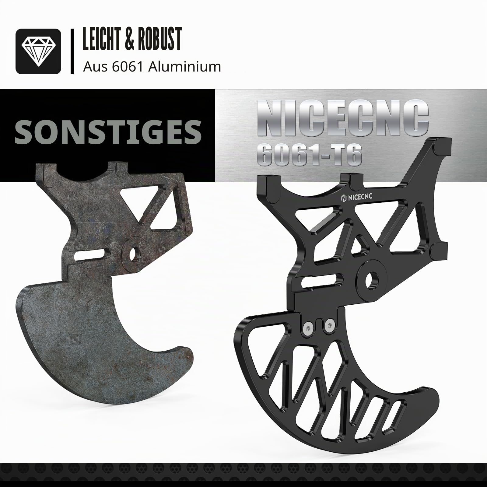 NICECNC Schwarzer Bremsscheibenschutz für hinten, Dual-Bremssattel-Montage, kompatibel mit Surron Light Bee X/S/ L1E, kompatibel mit Segway X160 X260, Siehe Fitmnet