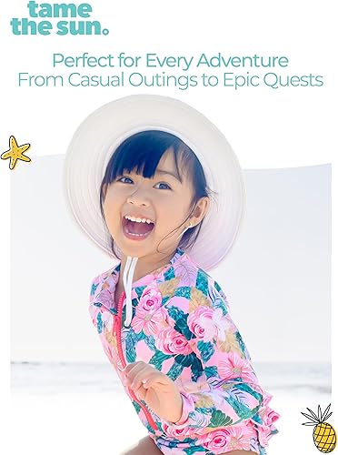 Vista 6 de Tame the Sun - Traje de baño de manga larga para niñas con protección contra sarpullidos, cremallera con FPS 50+, traje de baño con volantes