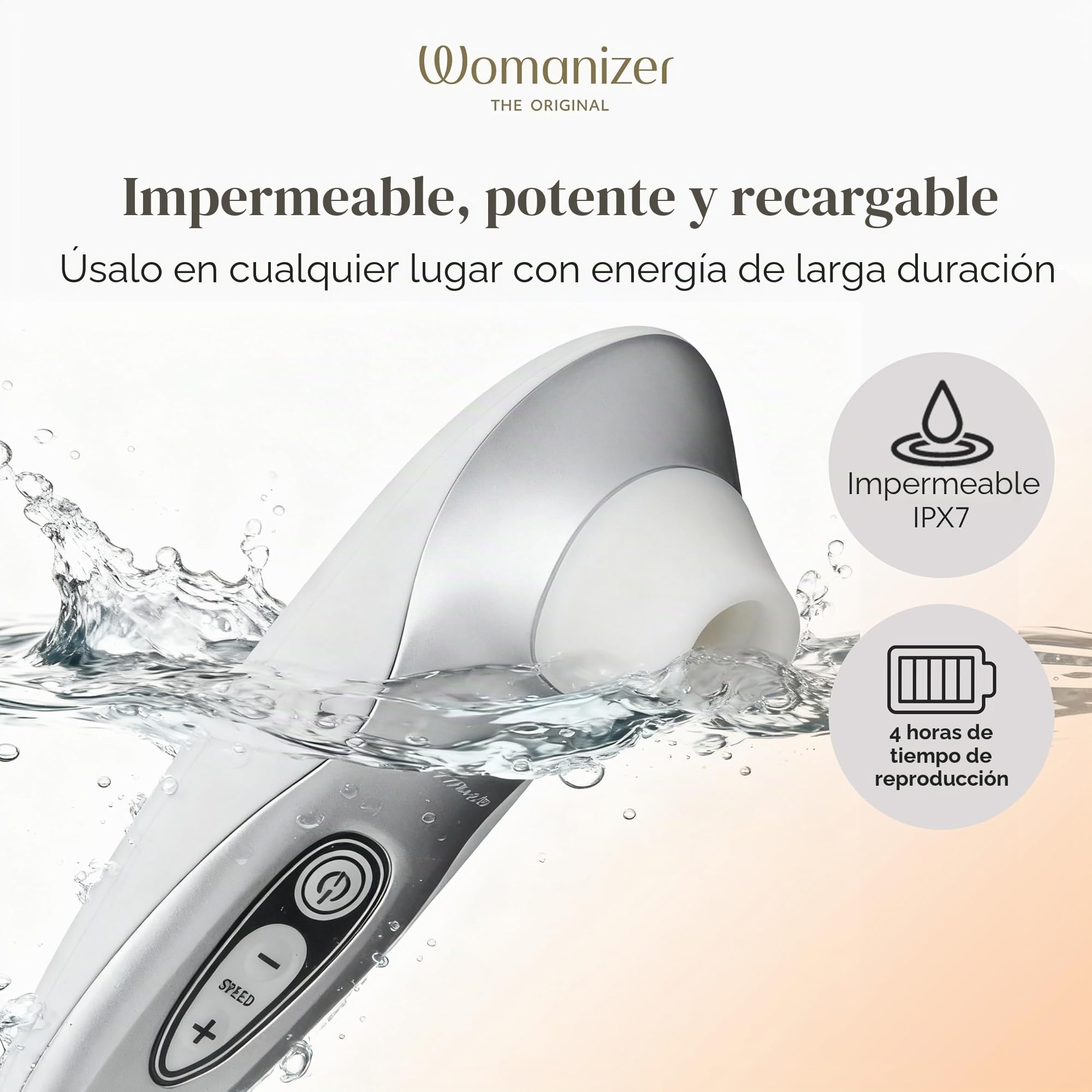 Womanizer Pro40 Succionador de clítoris - Estimulador de clítoris femenino con 6 niveles de intensidad - Succionador mujer sumergible - Vibrador recargable para mujeres y para parejas