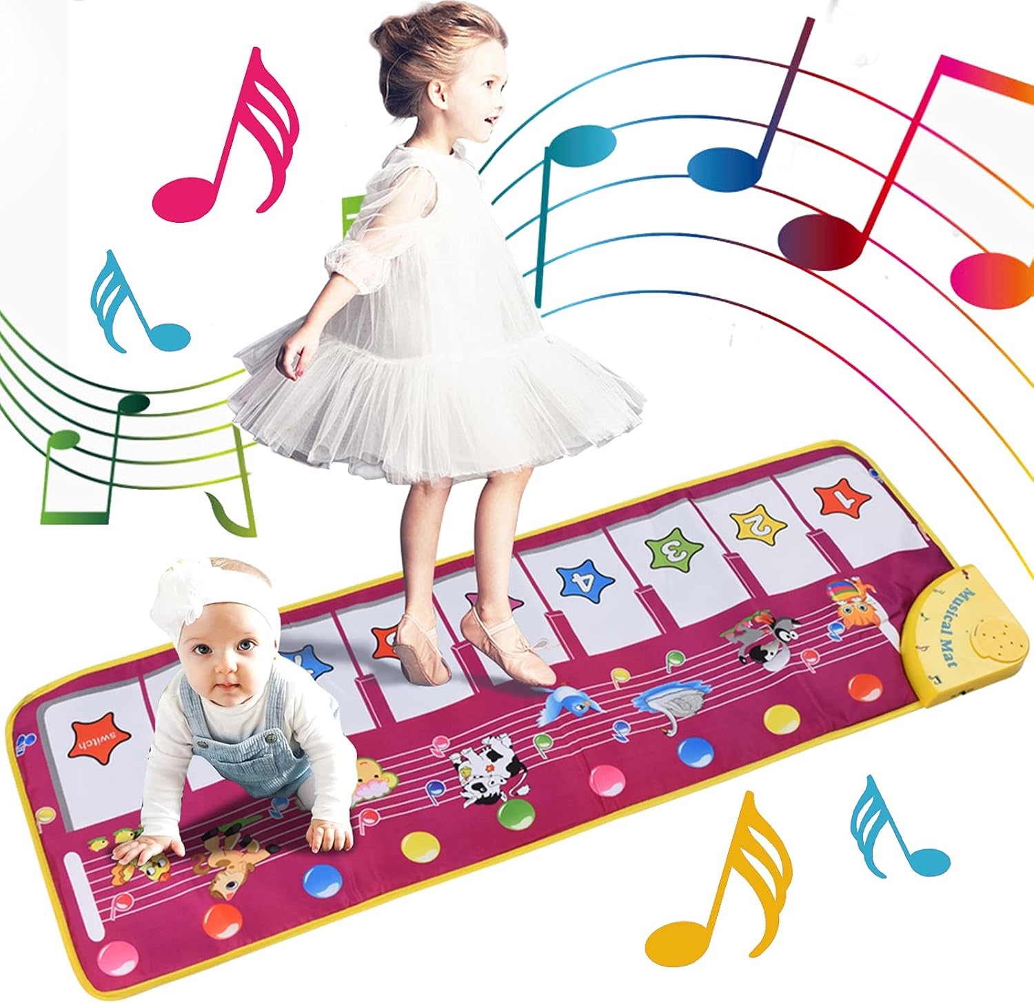 ALANGDUO Piano Musical Mats, Kids Children Touch Play Game Dance Music Animal Blanket Carpet Mat, Boys Girls Baby Early Education Toys