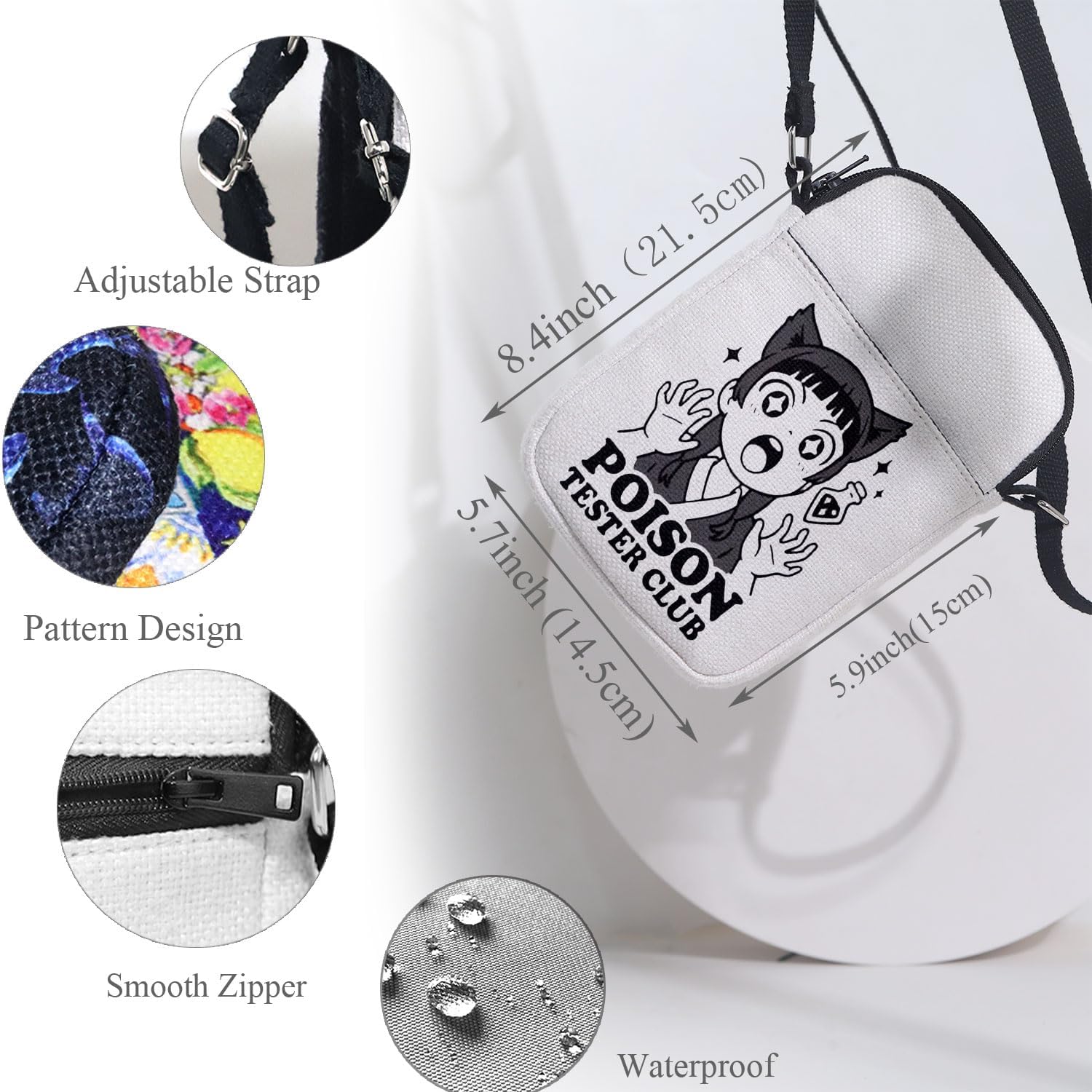 MAOFAED Anime Theme Crossbody Bag, Poison Tester Club Shoulder Bag for Fans, Anime Lover Gift, Manga Gift(poison) - Image 4