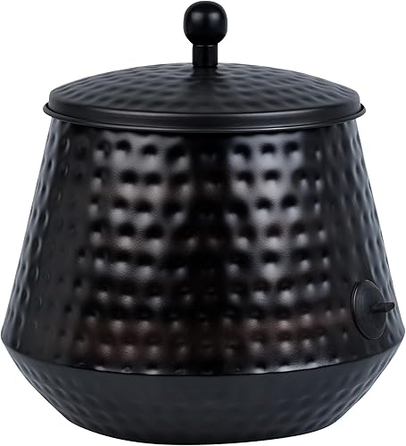 Soporte decorativo de almacenamiento para manguera de jardín con tapa, acabado de cobre, 12 x 16 pulgadas, ocultador de manguera expandible,