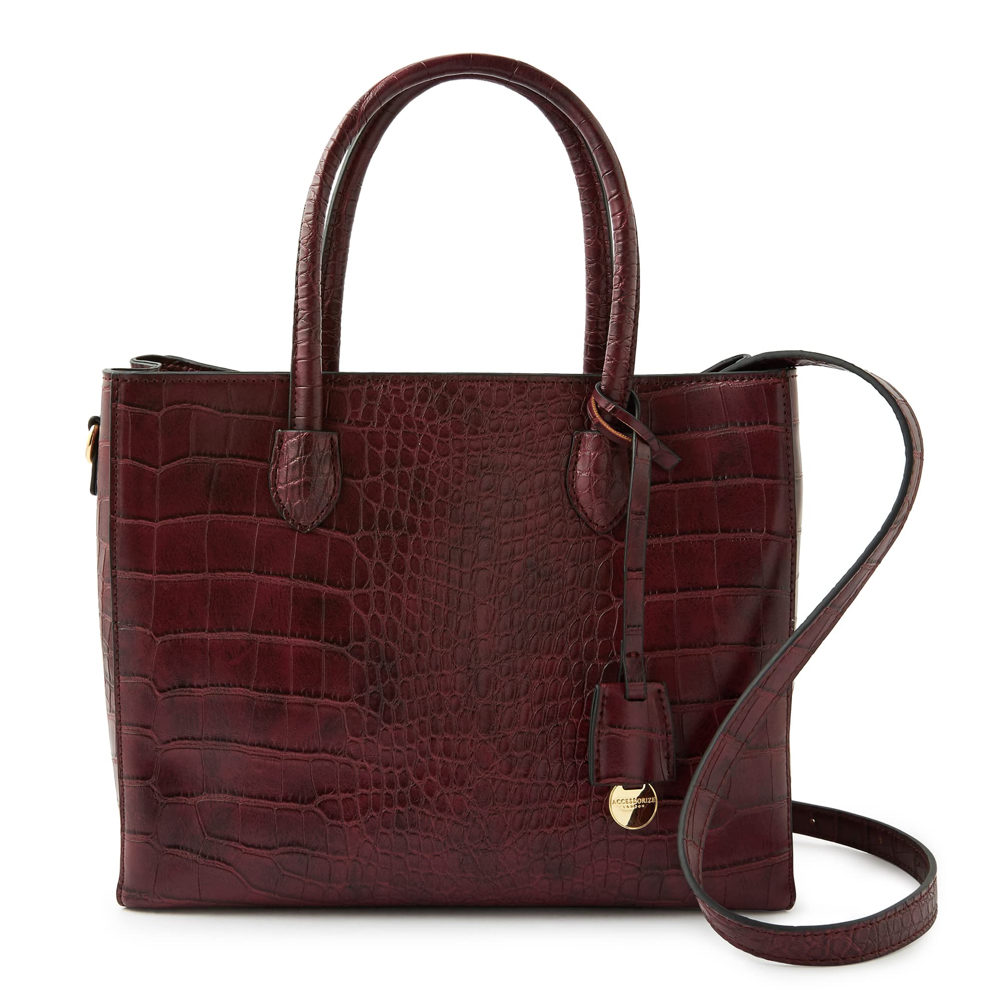 Accessorize London Womens Maroon Faux Leather Gemma Croc Handheld Bag | Tote Bag for Office|College|Travel Use |Spacious Compartment (B09DGP2CH2) Amazon Price History, Amazon Price Tracker
