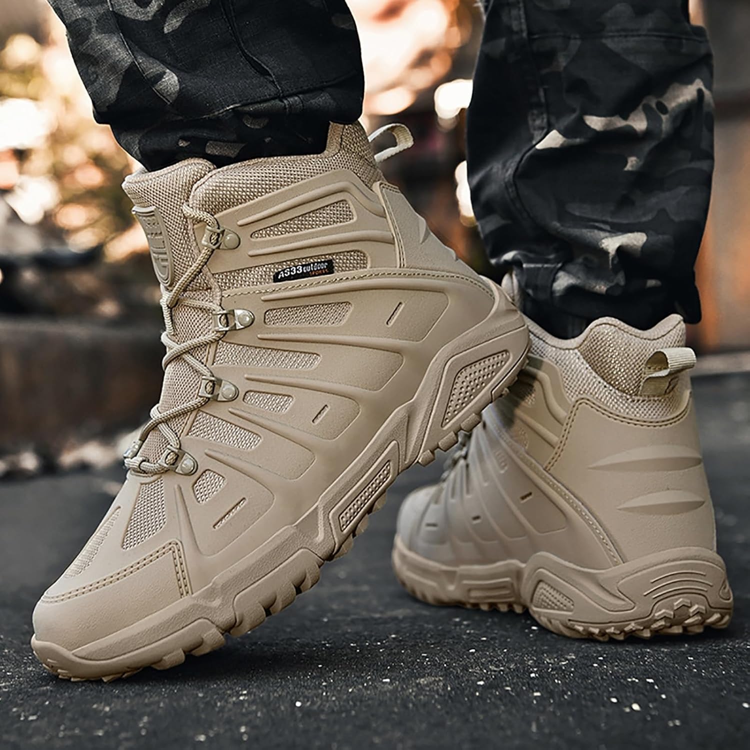 NVBHOF Tactical Combat Boots, Lightweight Breathable Men's Military Combat Desert Boots, Durable Combat Desert Boots, for Comfortable Military Work Boots