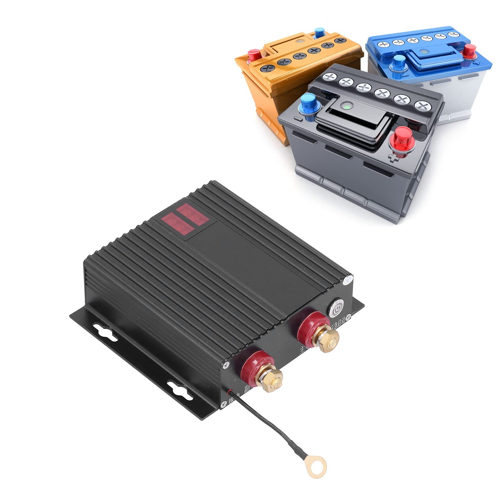 Aislador inteligente de batería dual Relé sensible al voltaje de 250 A, relé de carga dividida automática de 12 V y 24 V con cuerpo de aleación de aluminio para