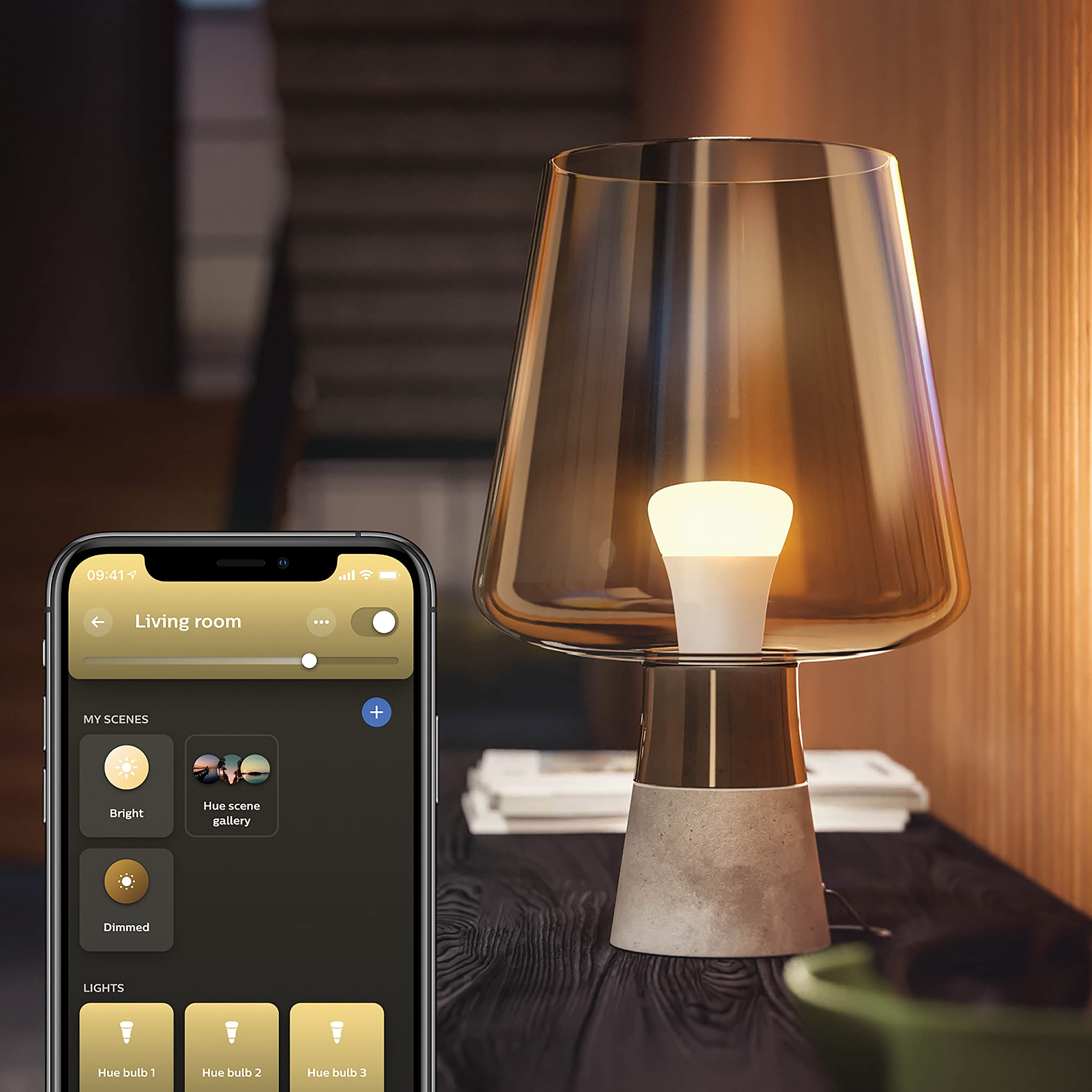 Philips Hue Paquete ventaja - GU10 - con 4 focos LED - Luz blanca cálida - Incluye Hue Interruptor rotativo (Negro) - Hue White