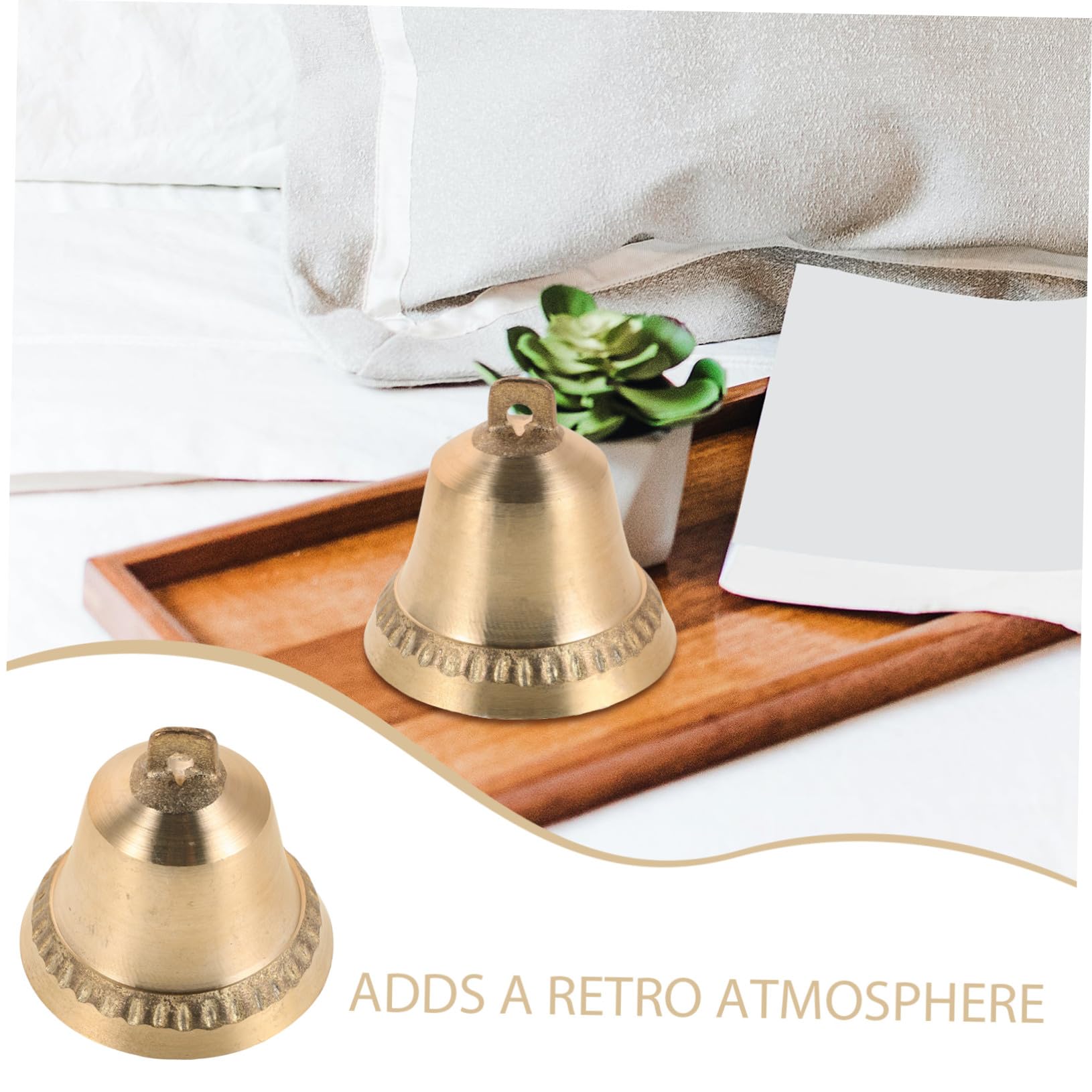 Generic Mały, zabytkowy, mosiężny dzwonek Dzwonek do drzwi Retro z obrożą dla psa, do wystroju domu i ogrodu Dostawa Feng Shui