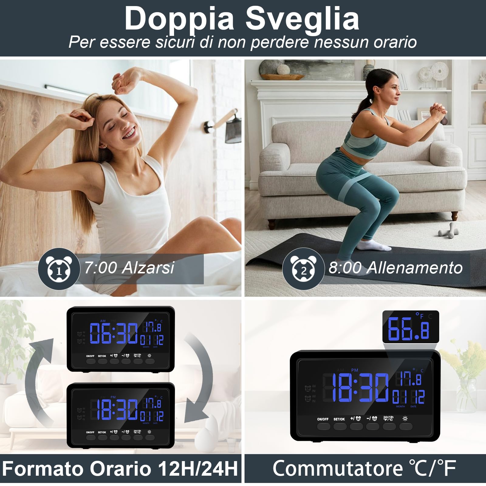 Telecamera Nascosta WiFi 5G, Mini Telecamera Spia Senza Fili, 120° Microcamera Spia Sveglia 1080P HD Spy Cam Videocamera Orologio Visione Notturna Rilevamento di Movimento Tuya APP