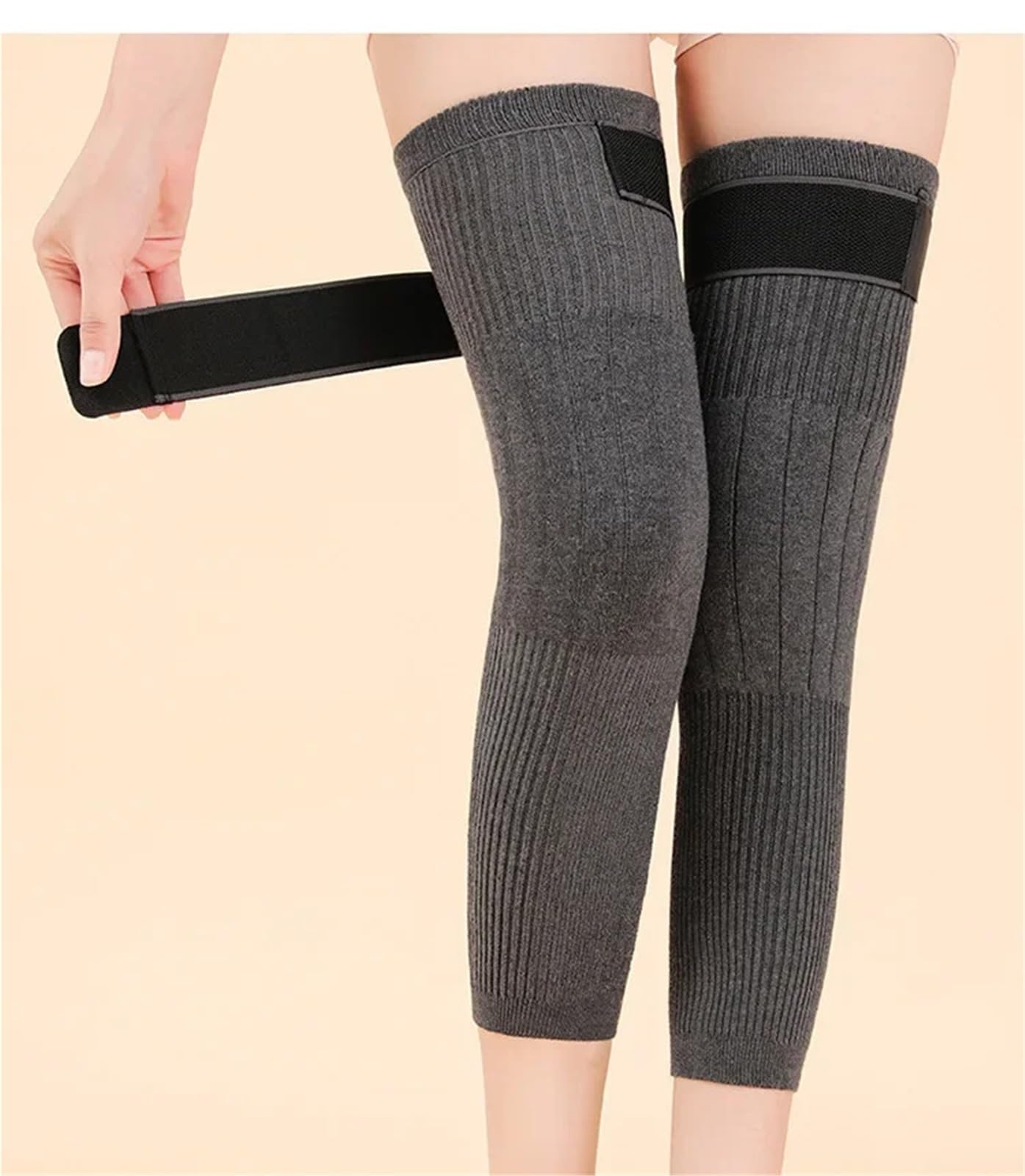 Rodilleras Calientes 1 Pair Knee Brace Support Leg Warmers Winter Warm Thermal Cycling Ski Running Knee Pad Sleeve Warmer Leg Sleeves para El Ciclismo(Gray,L (50-65 kg))