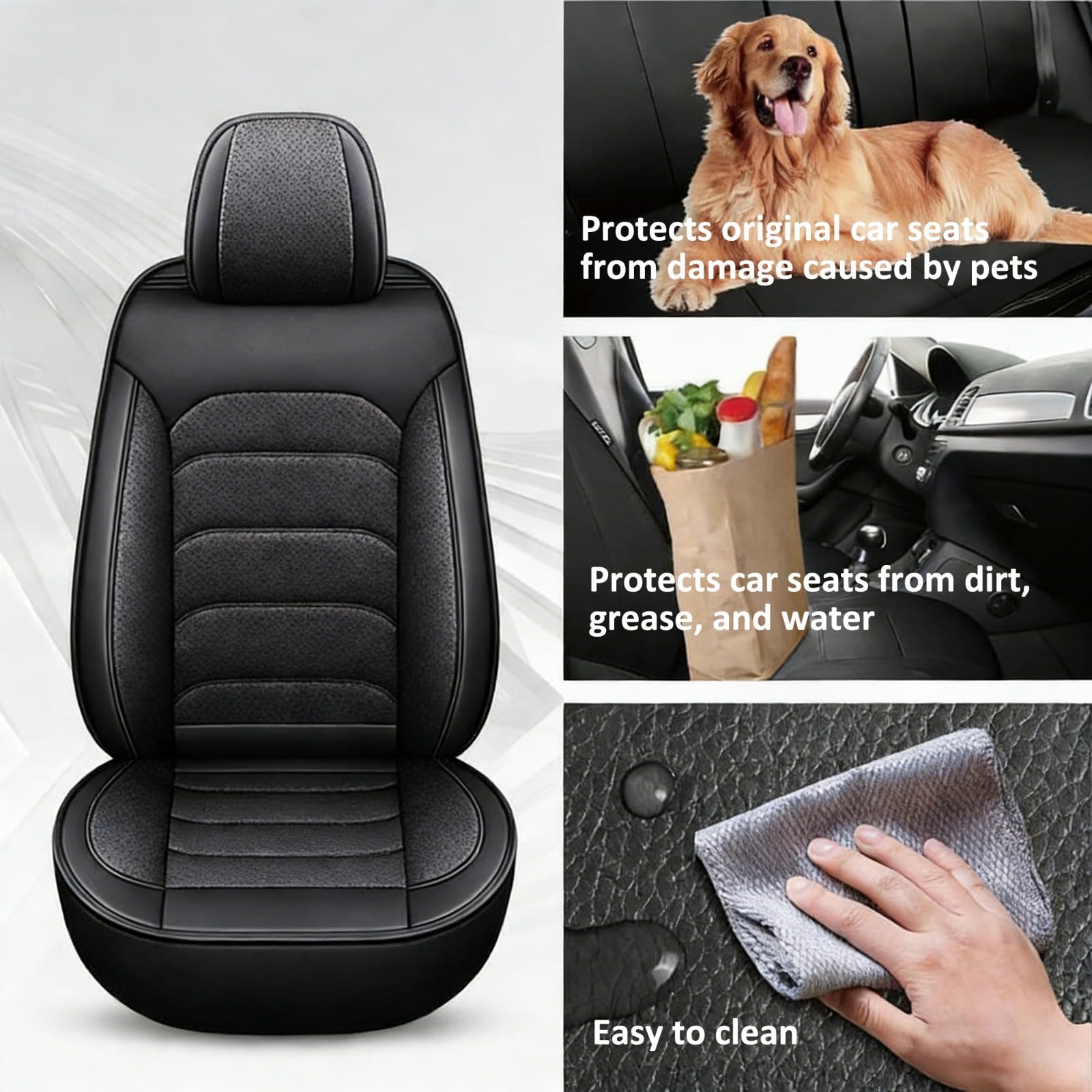 FIENZA Autositzbezüge für XPeng G6 Innenraum Zubehör Airbag Geeignet Sitzbezüge Komplettset,Wasserdicht,Verschleißfest,Vorne und Hinten für Meisten 5-Sitzer Auto,Schwarz
