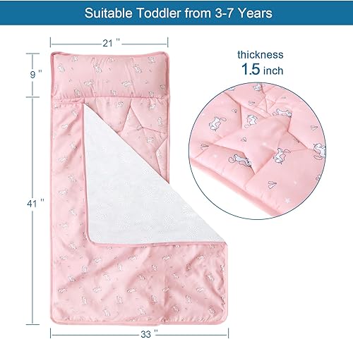 Miniatura 4 de Tapete para siesta para niños pequeños con almohada y manta de 50 x 21 x 1.5 pulgadas, tapete para siesta para niños y niñas pequeñas, paquete de 2