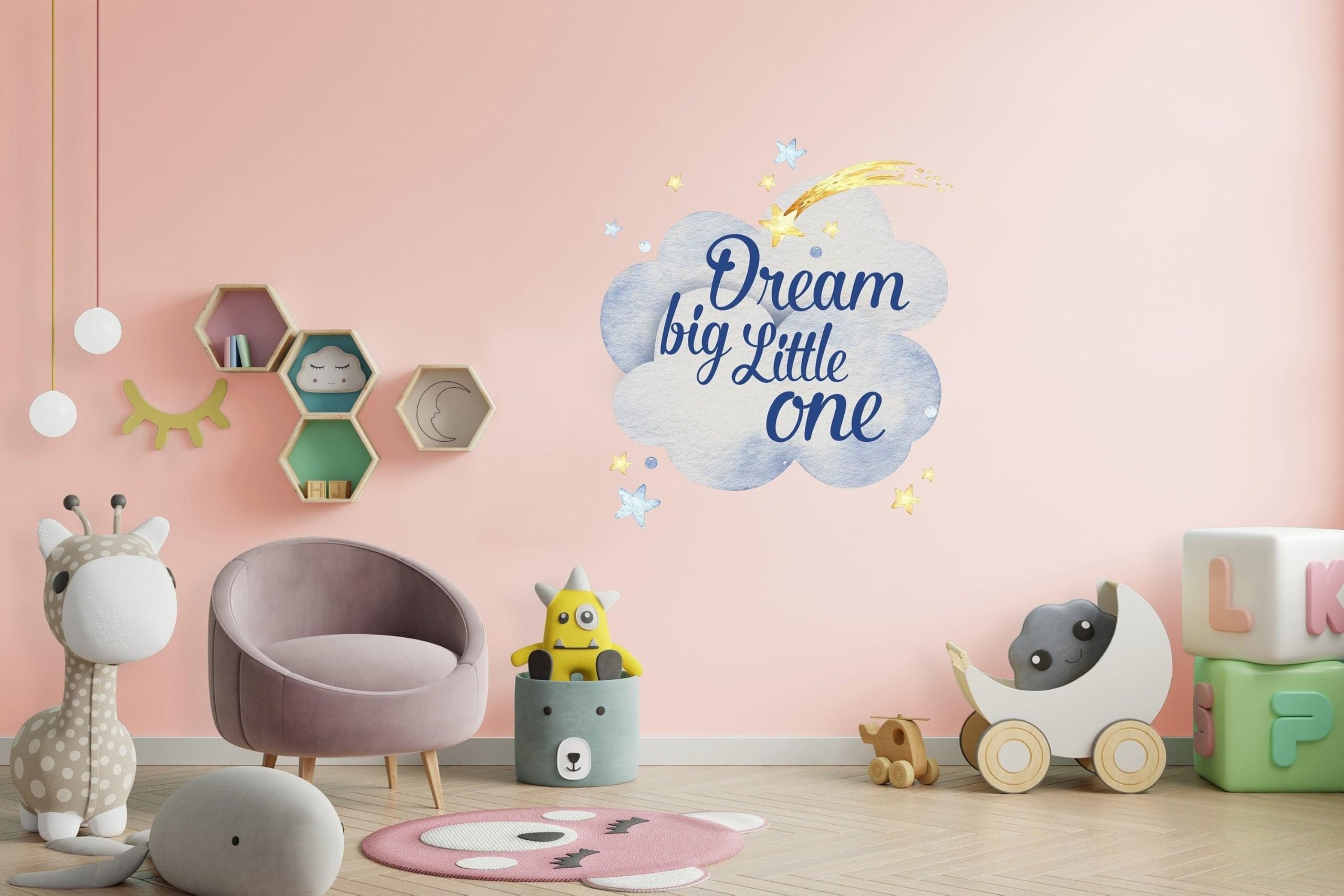 Adhesivo de pared para habitación de bebé, diseño de nube de animales, para habitación de niño y niña, certificado junior