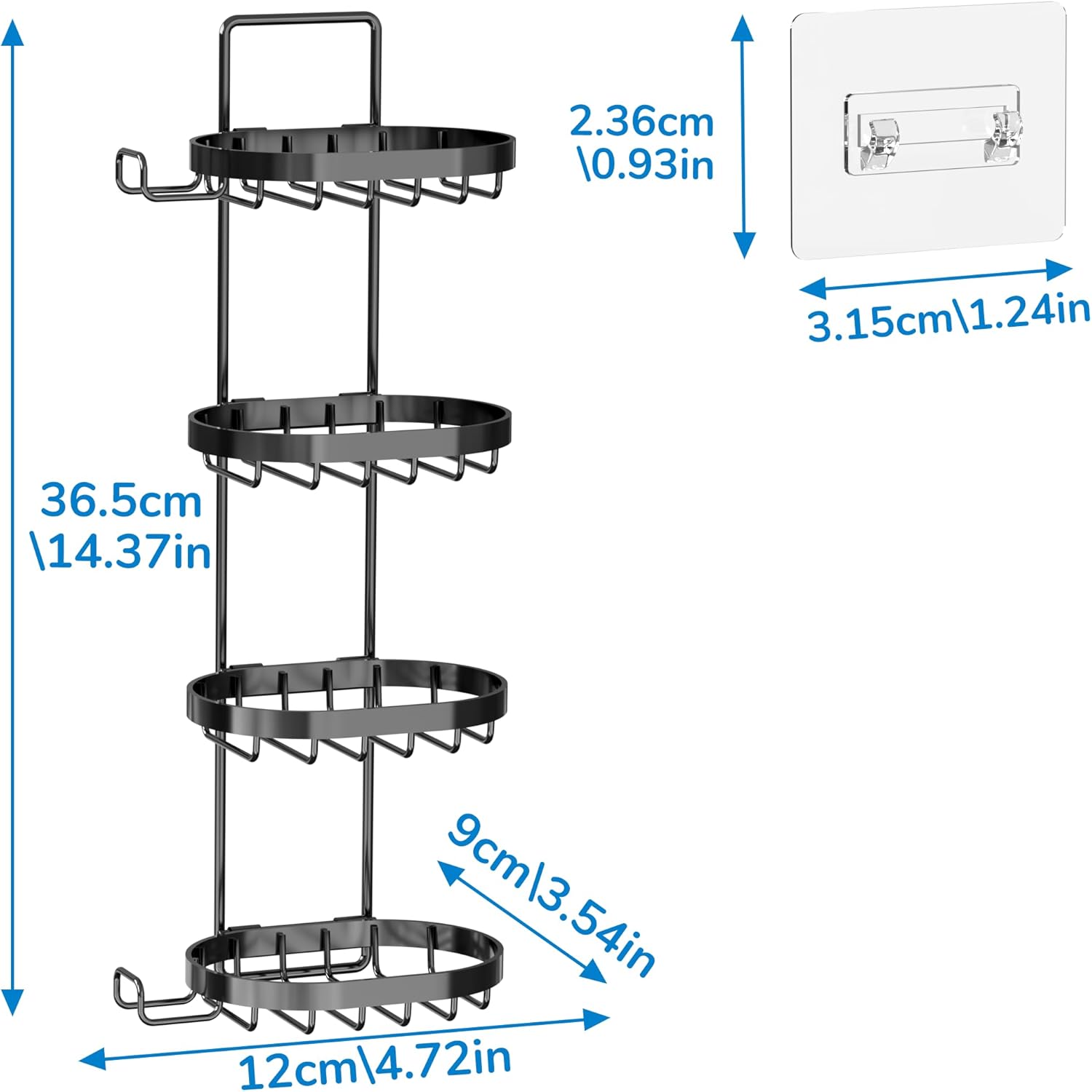 MASADI 4 Tier Soap Dish Holder, Soap Bar Holder with Hooks, Shampoo Bar Caddy for Shower Wall, Razor Holder for Shower, Bar Soap Container 304 Stainless Steel, Bathroom(Black) - Image 7