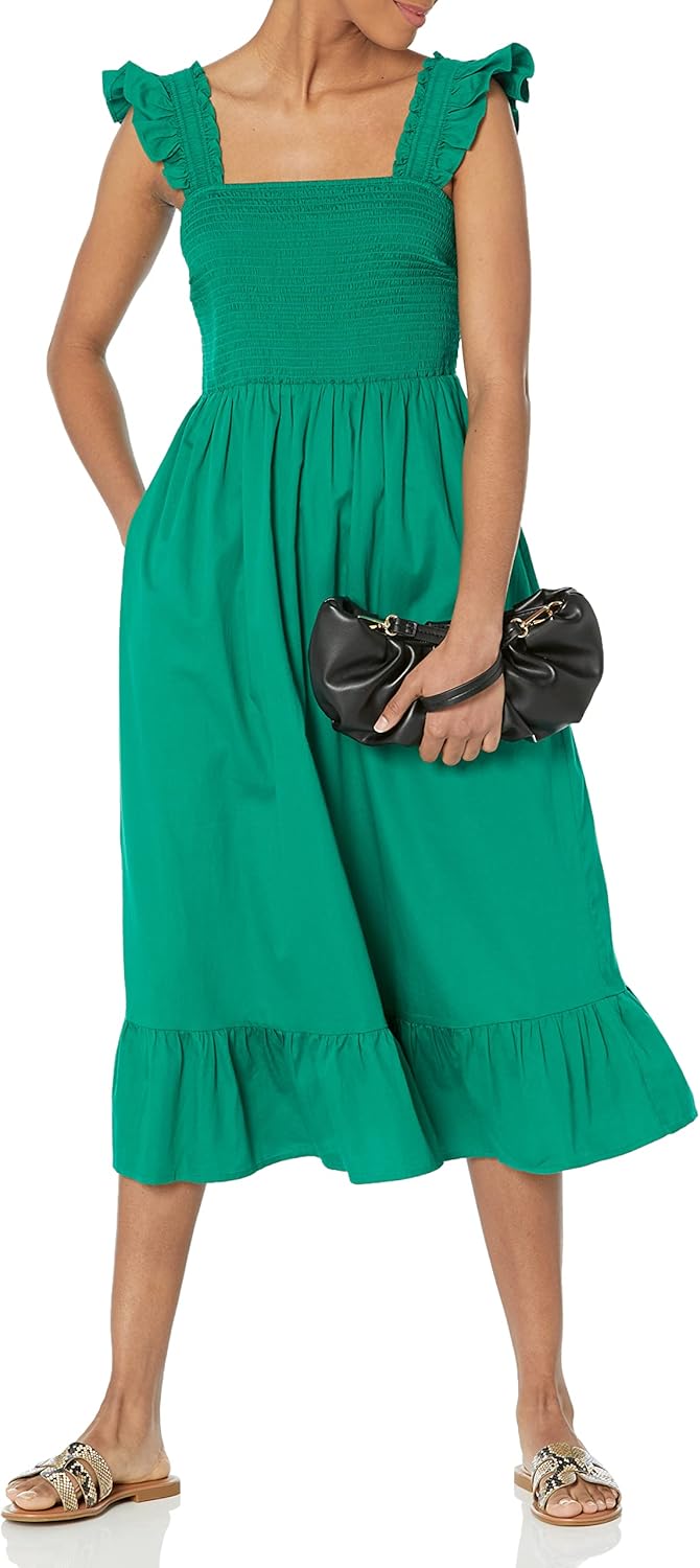 The Drop Womens Kimi Ruffled Shoulder Smocked Midi Dress - Image 4