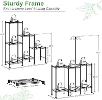 Vista 4 de Plant Stand Indoor Outdoor, Heavy Duty Metal Waterproof 6 Tiered Plant Shelf for Multiple Flower Planter Holder Rack, Black - C6