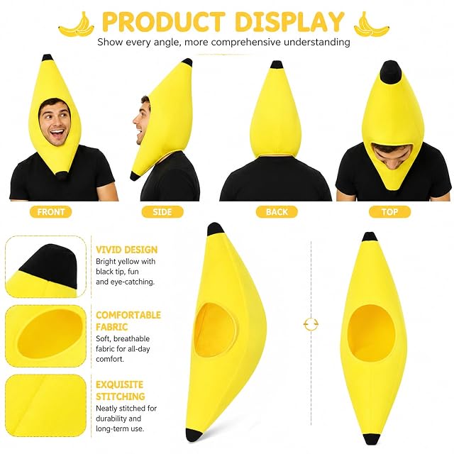 Foto 4 de 7 de LIULINY Sombrero Plátano Adultos Unisex, Sombreros Plátano Disfraz Frutal