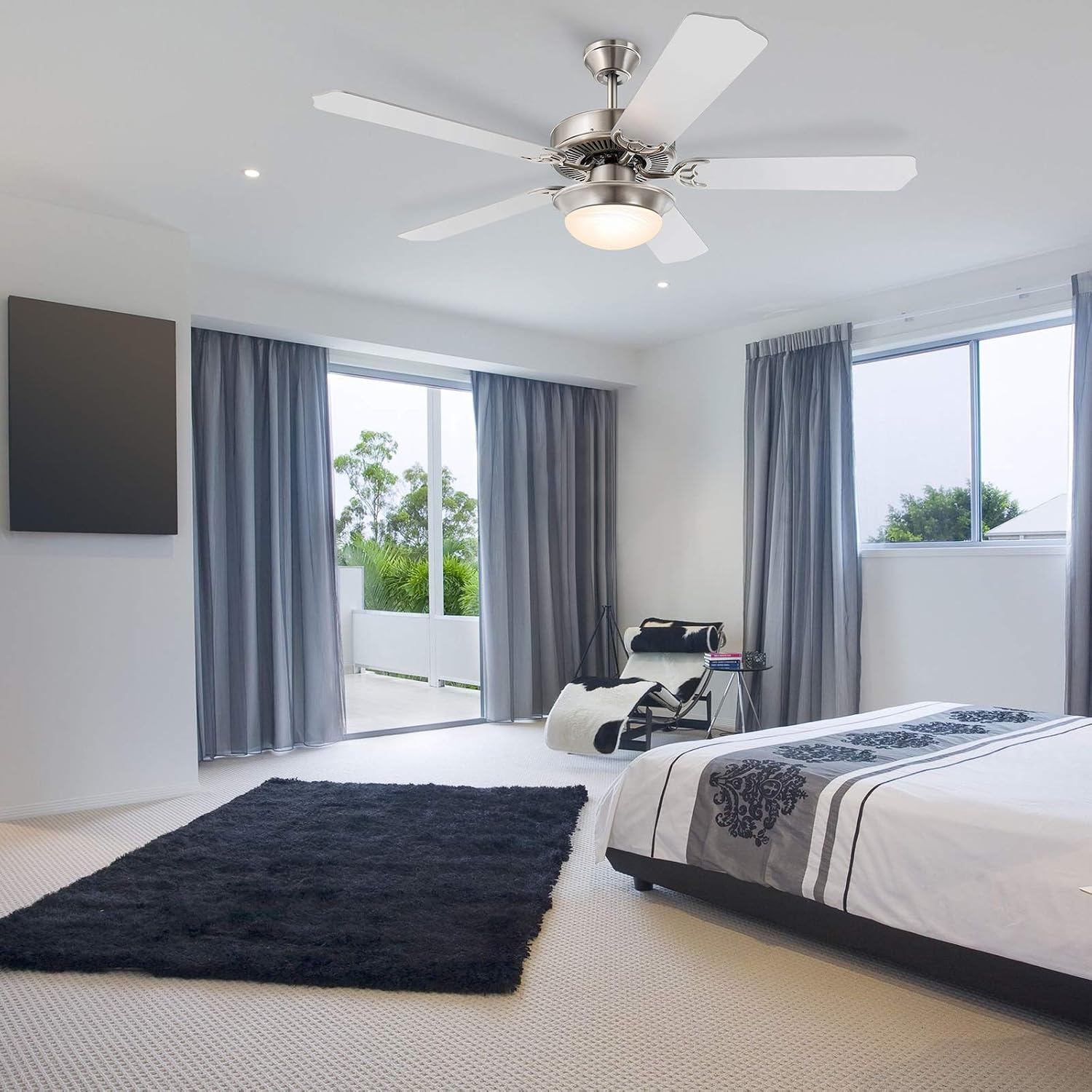 Limited Discount 52 Inch Modern Indoor Ceiling Fan with Light, Brushed Nickel Ceiling Fans with Quiet Reversible Motor, 5 Blades for Living room, Bedroom, Basement, Kitchen, Wall Control, 2 LED Bulbs Included, Silver Black Friday Clearance 52 Inch Modern Indoor Ceiling Fan with Light, Brushed Nickel Ceiling Fans with Quiet Reversible Motor, 5 Blades for Living room, Bedroom, Basement, Kitchen, Wall Control, 2 LED Bulbs Included, Silver