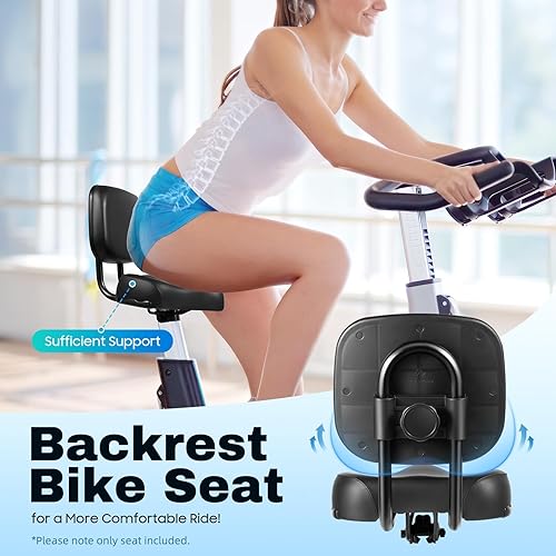 Miniatura 5 de Asiento de bicicleta extra ancho con respaldo y cómodo diseño ergonómico para hombres y mujeres, almohadilla de cuero de altura ajustable para
