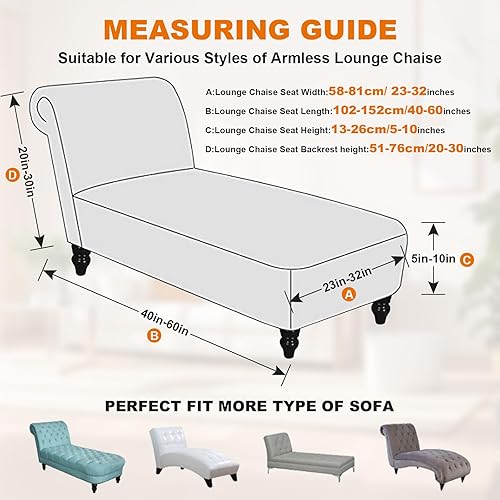 Miniatura 2 de ele ELEOPTION Funda para tumbona súper elástica para interiores, funda de lujo para tumbona sin brazos, ajuste universal de 40 a 60 pulgadas