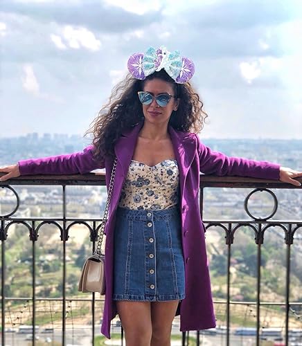 Miniatura 6 de Orejas de ratón para mujer, orejas de ratón de Frozen para niñas, lazo con purpurina, orejas de ratón Elsa, diadema de ratón, recuerdo de fiesta de