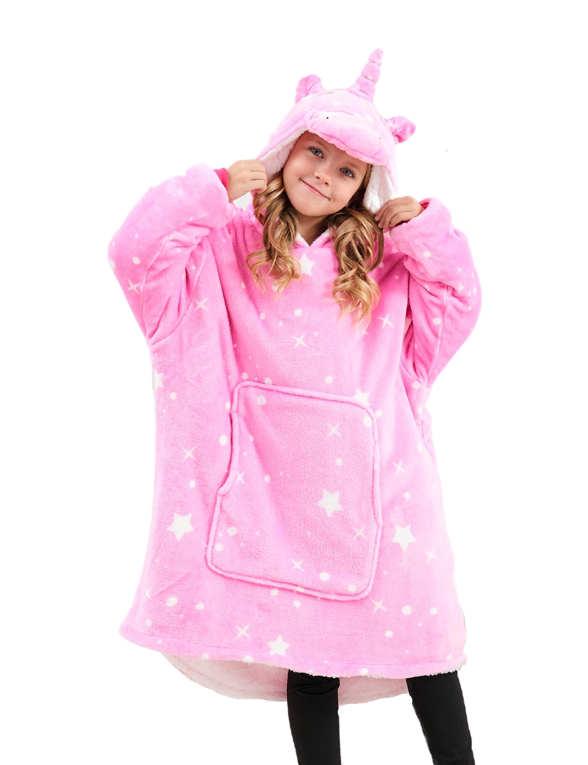 Unicorn Wearable Blanket Hoodie for Girls Unicorn Oversized Hoodie for Kids